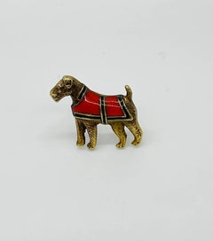 Antique Gold Enamel Dog Lapel Brooch Pin