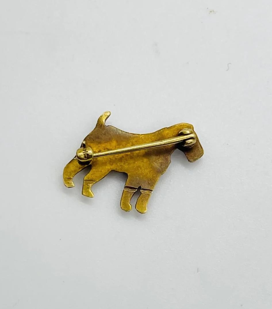 Antique Gold Enamel Dog Lapel Brooch Pin 2
