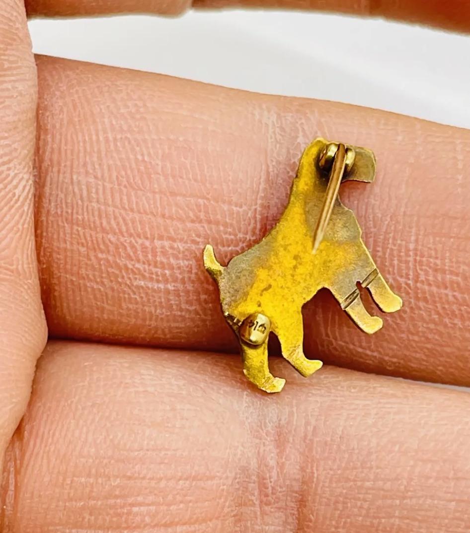 Antique Gold Enamel Dog Lapel Brooch Pin 4
