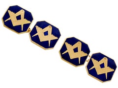 Antique Gold Enamel Freemasons Square and Compass Cufflinks
