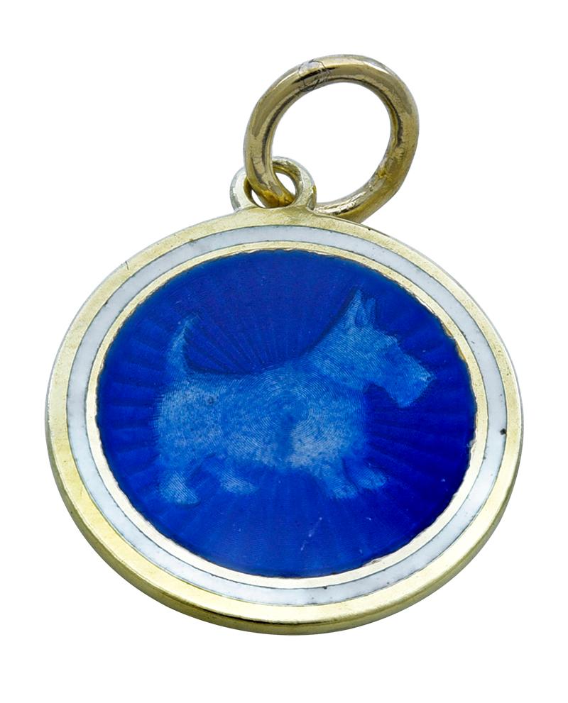 Cartier Antique Gold and Enamel Scottie Charm In Good Condition For Sale In New York, NY
