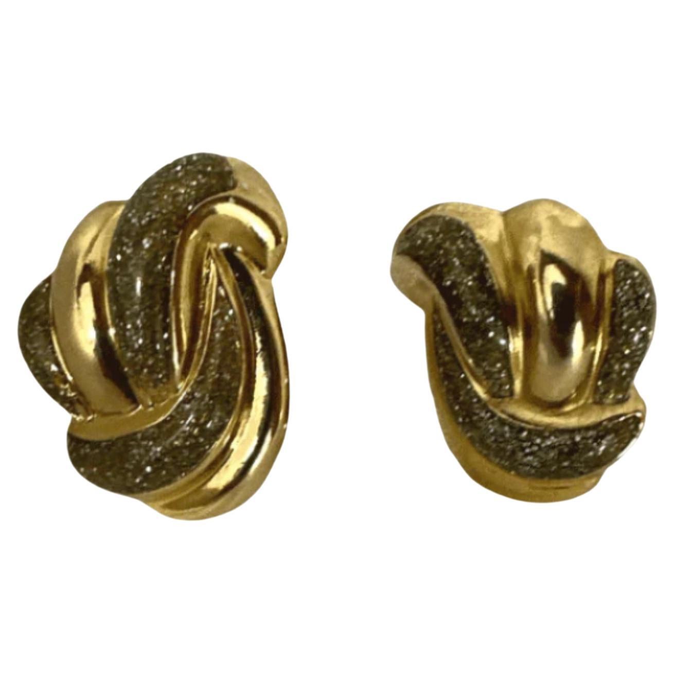 Antike Gold & Emaille Stem Ohrringe - Vintage Glitter-Inset Elegance, 1.25 im Angebot