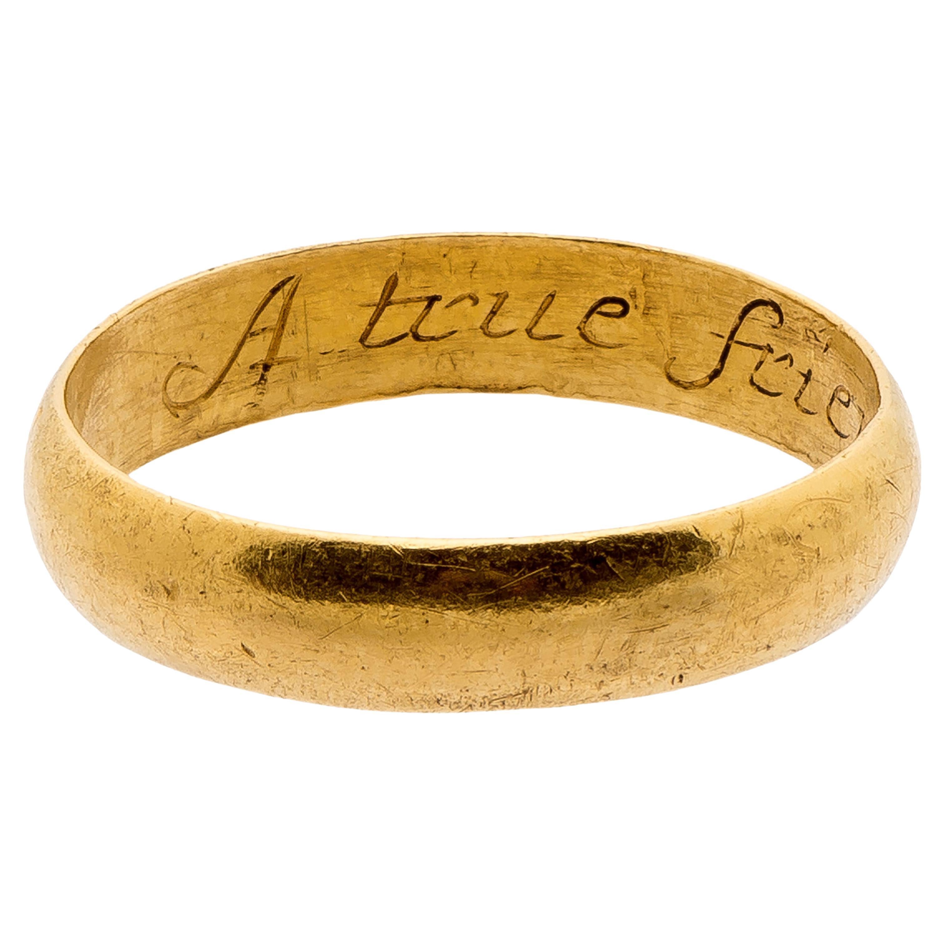 Antique Gold English Band 'Posey' Ring For Sale