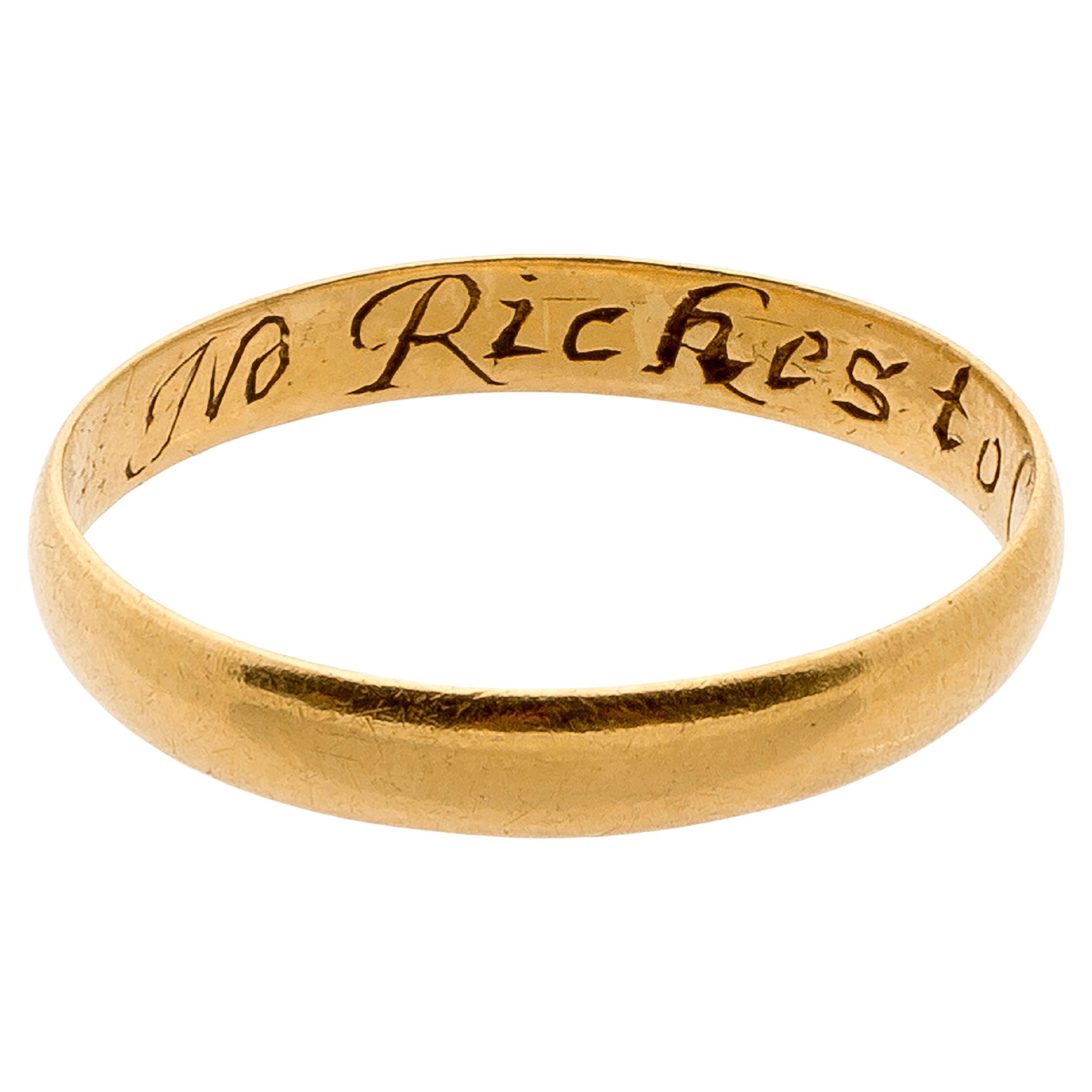 Antique Gold English "Posy" Band Ring For Sale