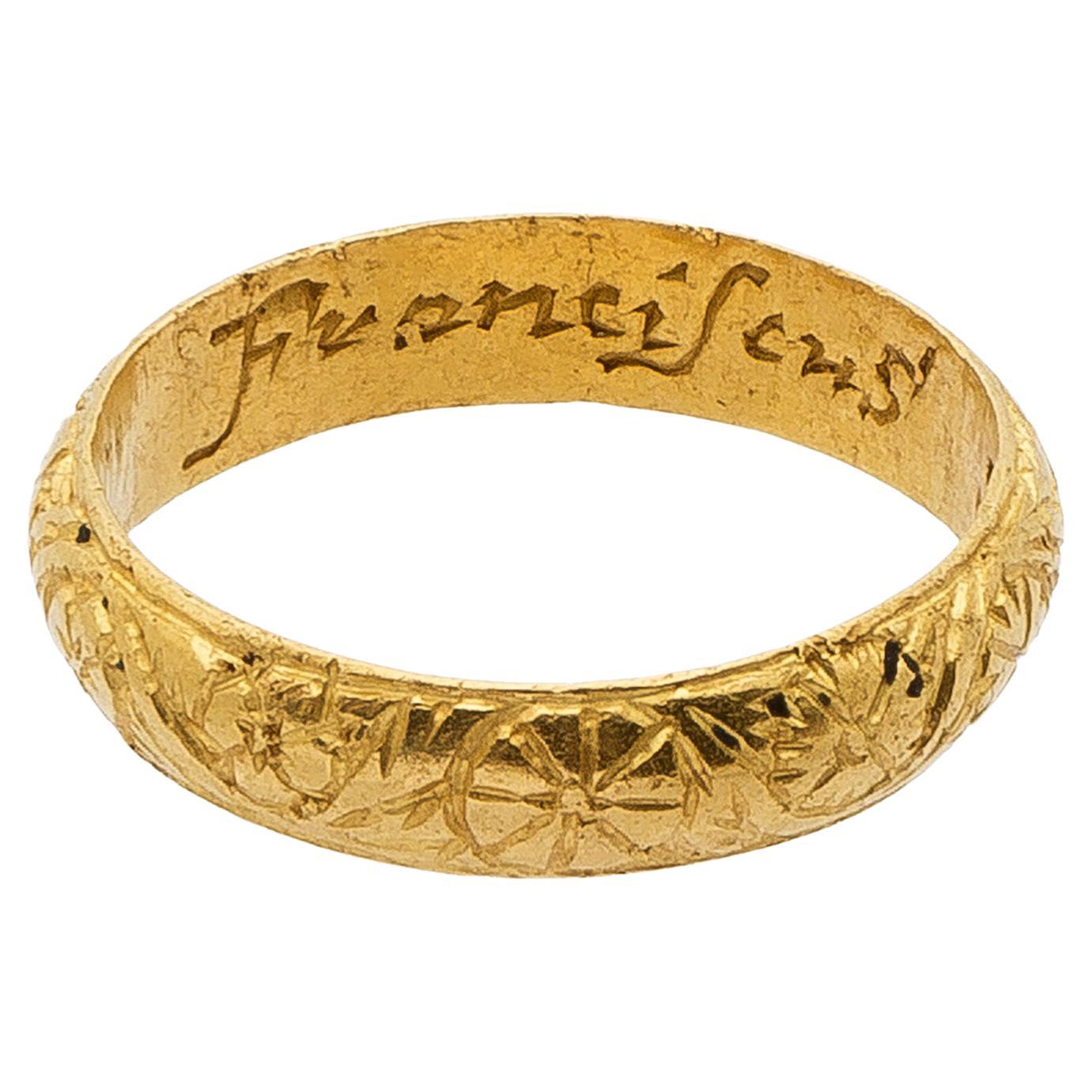 Antique Gold English "Posy" Band Ring