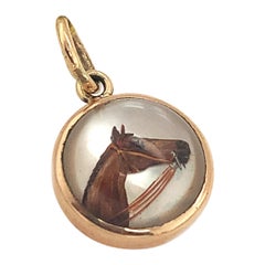 Antique Gold Essex Crystal Horse Pendant