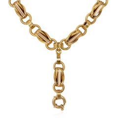 Antique gold fancy-link locket chain