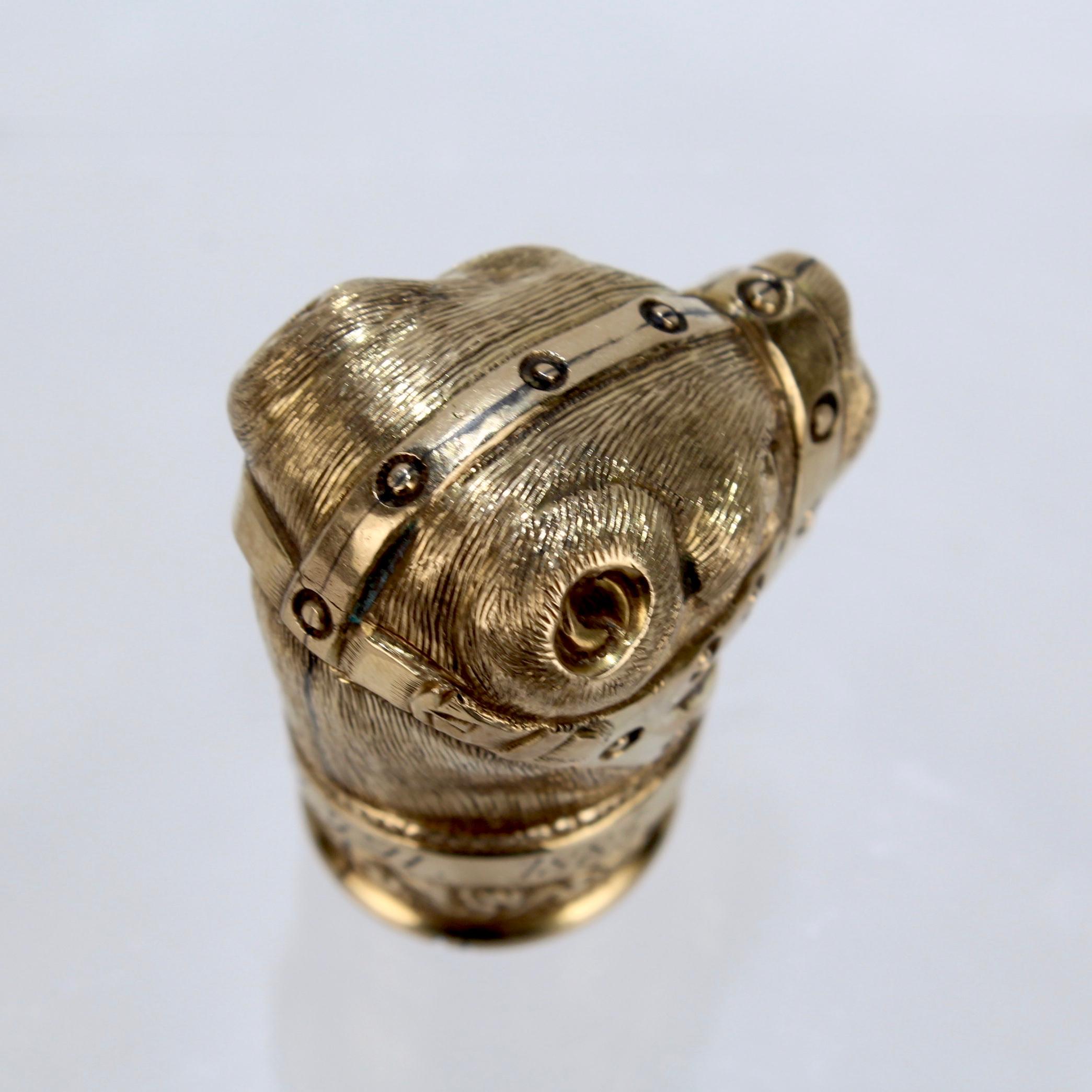 Antiker goldgefüllter Baiting Bear mit Muzzle Cane Top oder Walking Stick Handle 6