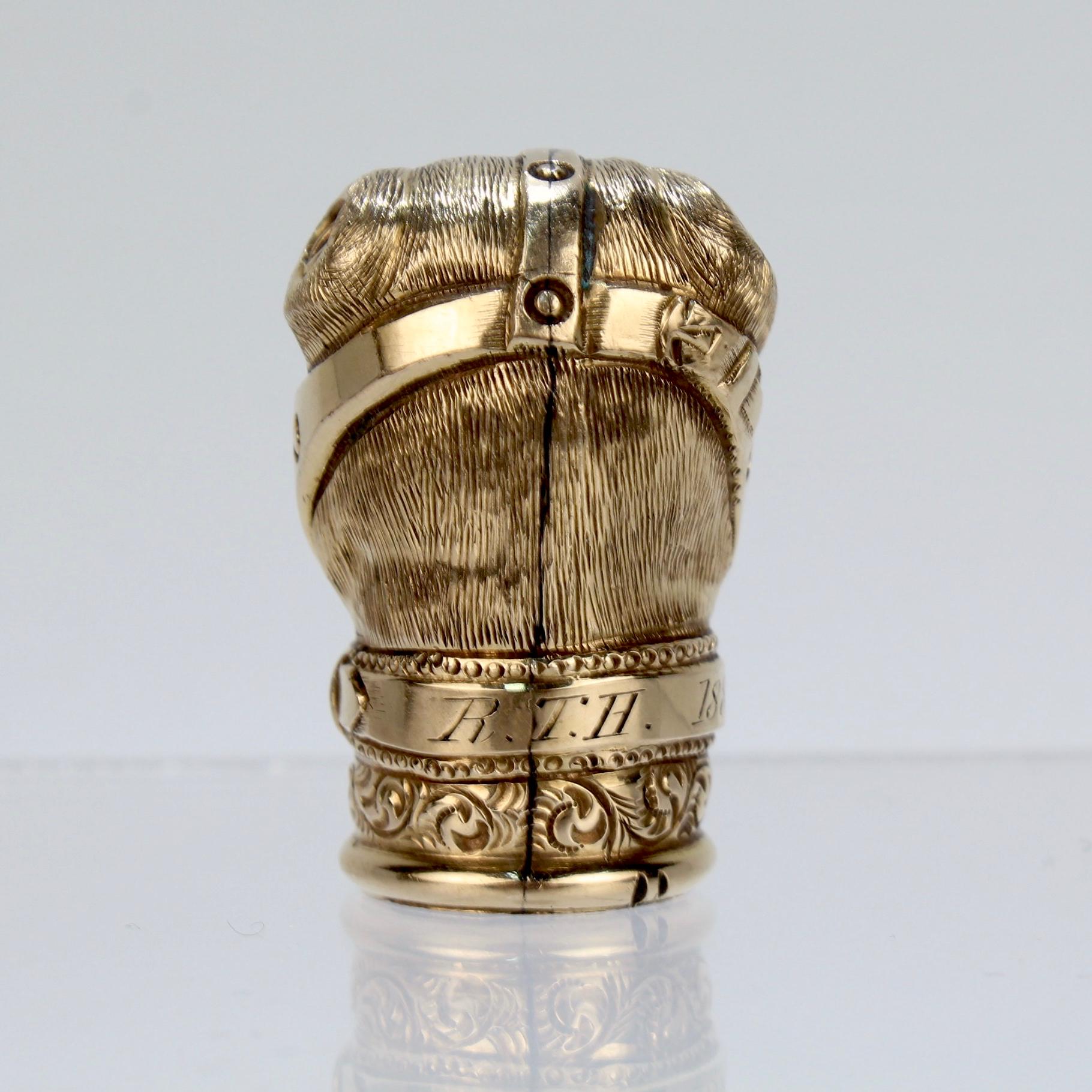 Antiker goldgefüllter Baiting Bear mit Muzzle Cane Top oder Walking Stick Handle für Damen oder Herren