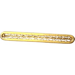 Antique Gold-Filled Bar Brooch Edwardian Openwork Chain-Link Pin, c. 1910–1925