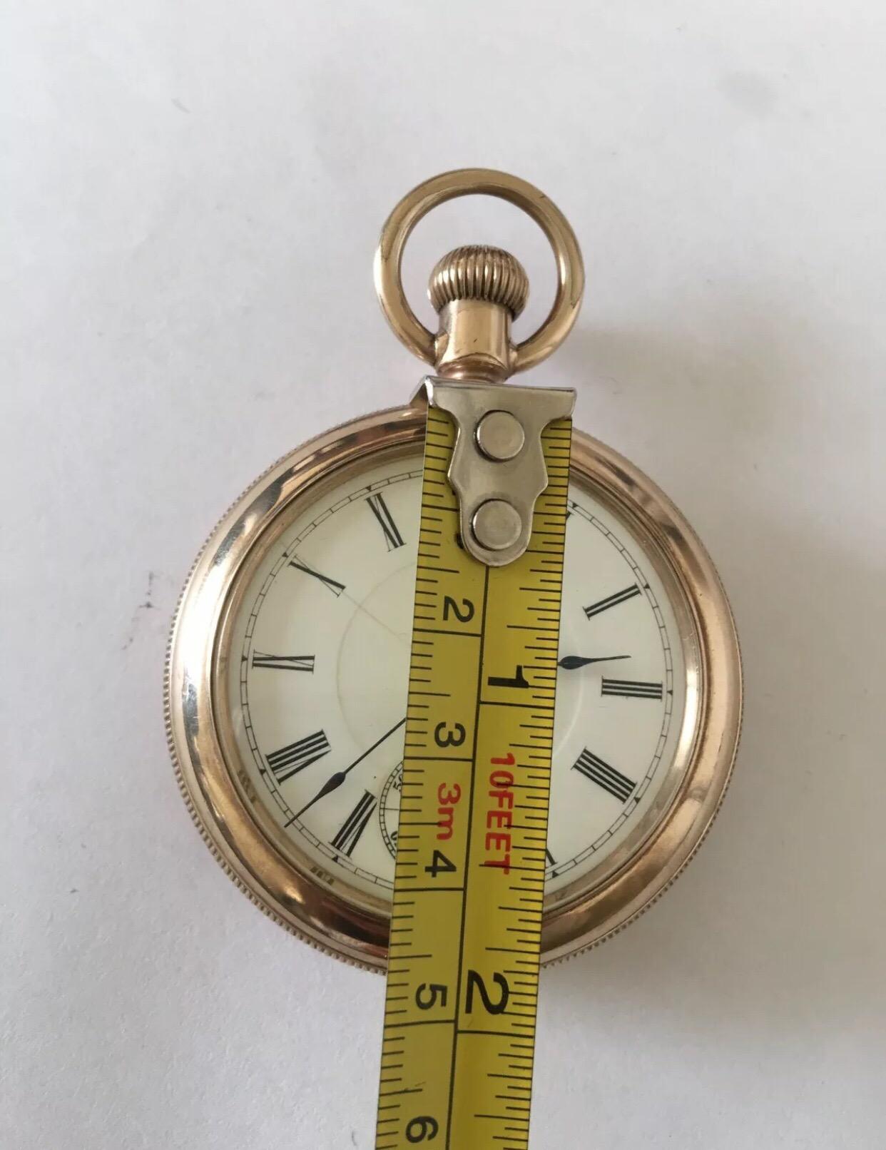 Antique Gold Filled Duplex Pocket Watch by Charles Benedict Waterbury Watch Co For Sale 2