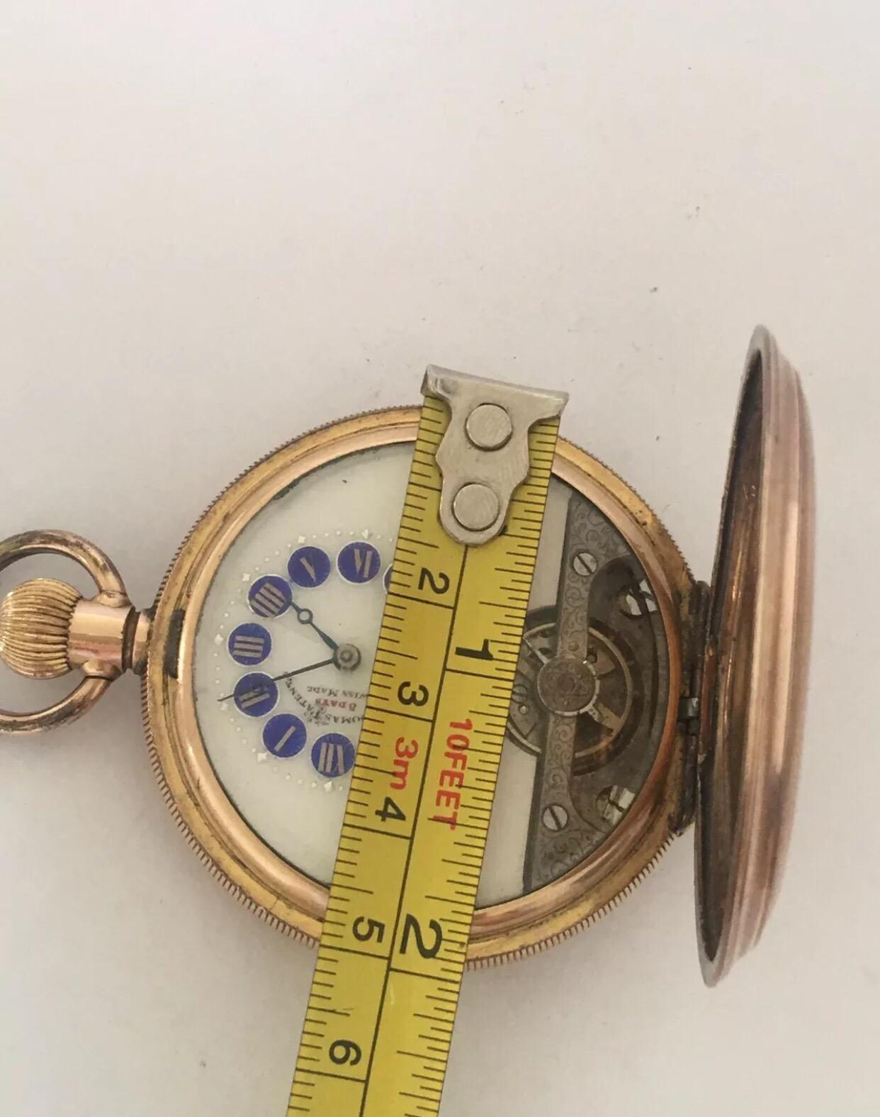 Antique Gold Filled Full Hunter Hebdomas Swiss Made Pocket Watch In Fair Condition In Carlisle, GB