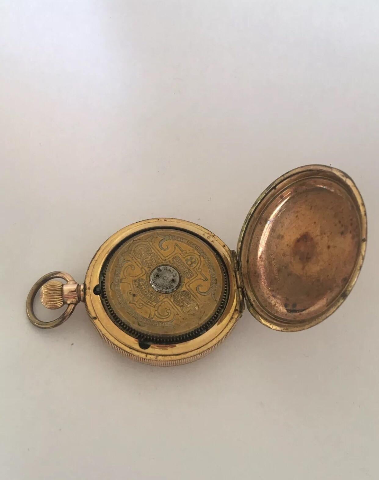 Women's or Men's Antique Gold Filled Full Hunter Hebdomas Swiss Made Pocket Watch