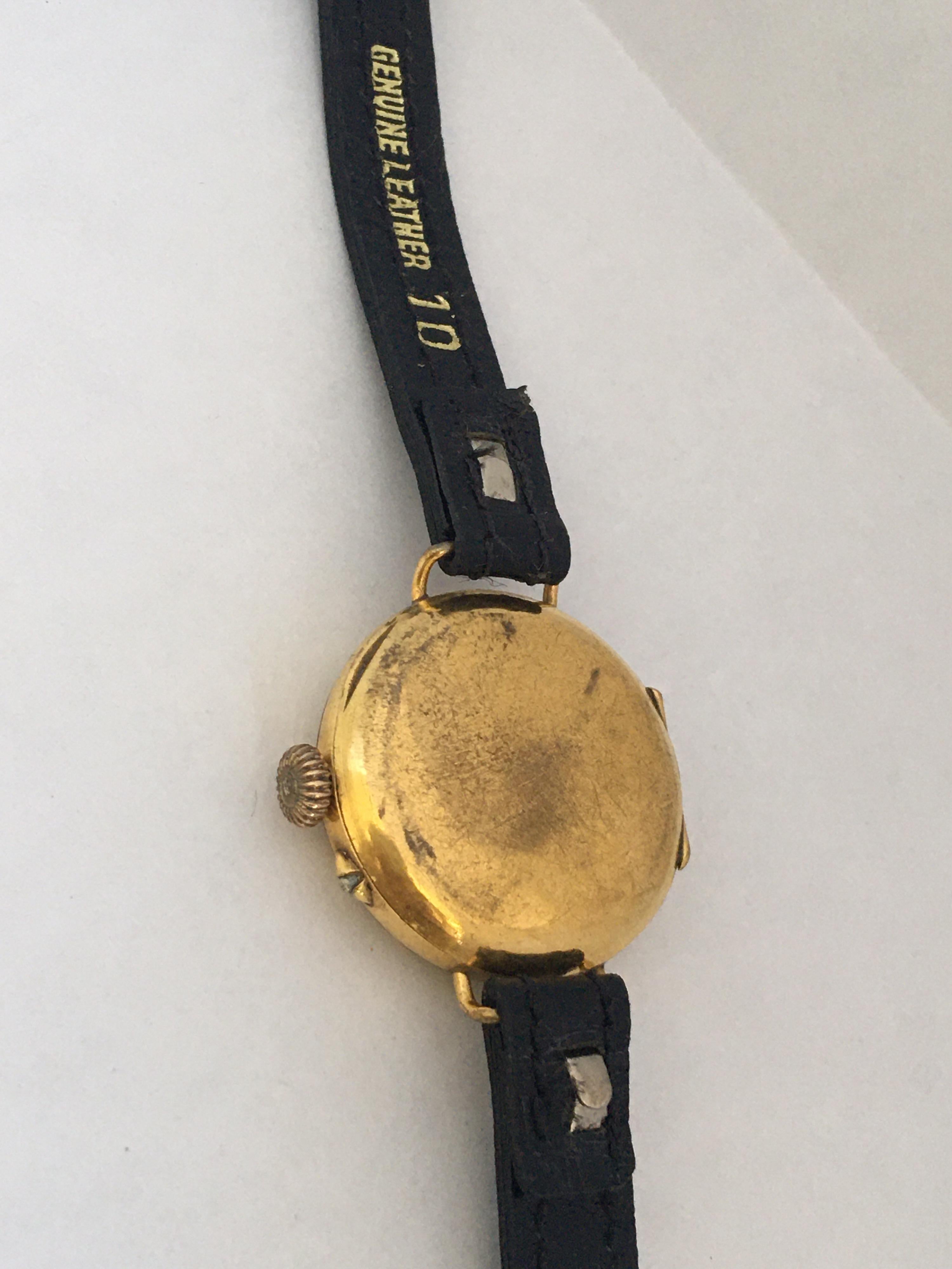 Antique Gold Filled Ladies Mechanical Trench Watch For Sale 3