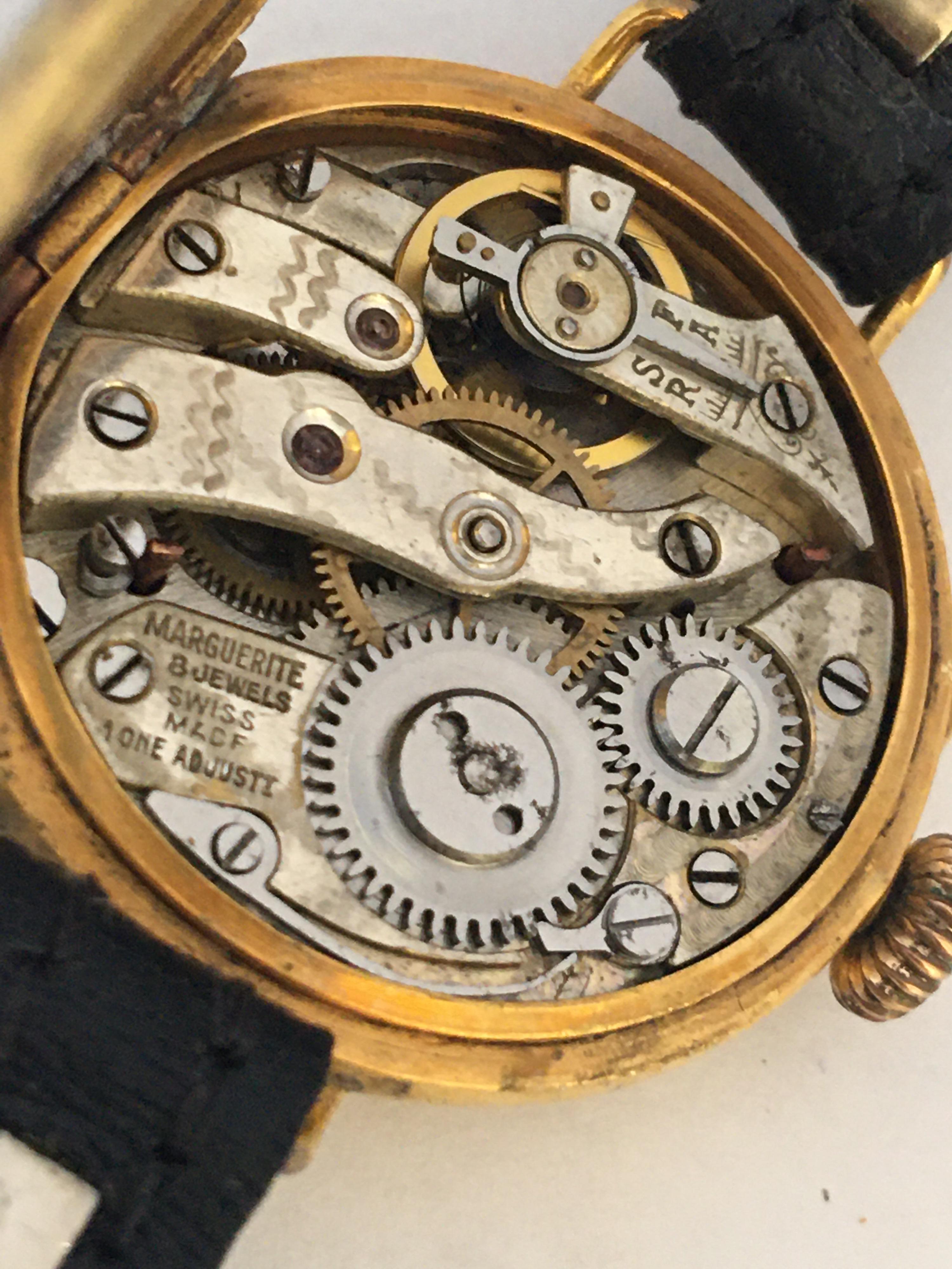 Antike antike goldgefüllte mechanische Damen-Trench-Uhr im Angebot 9