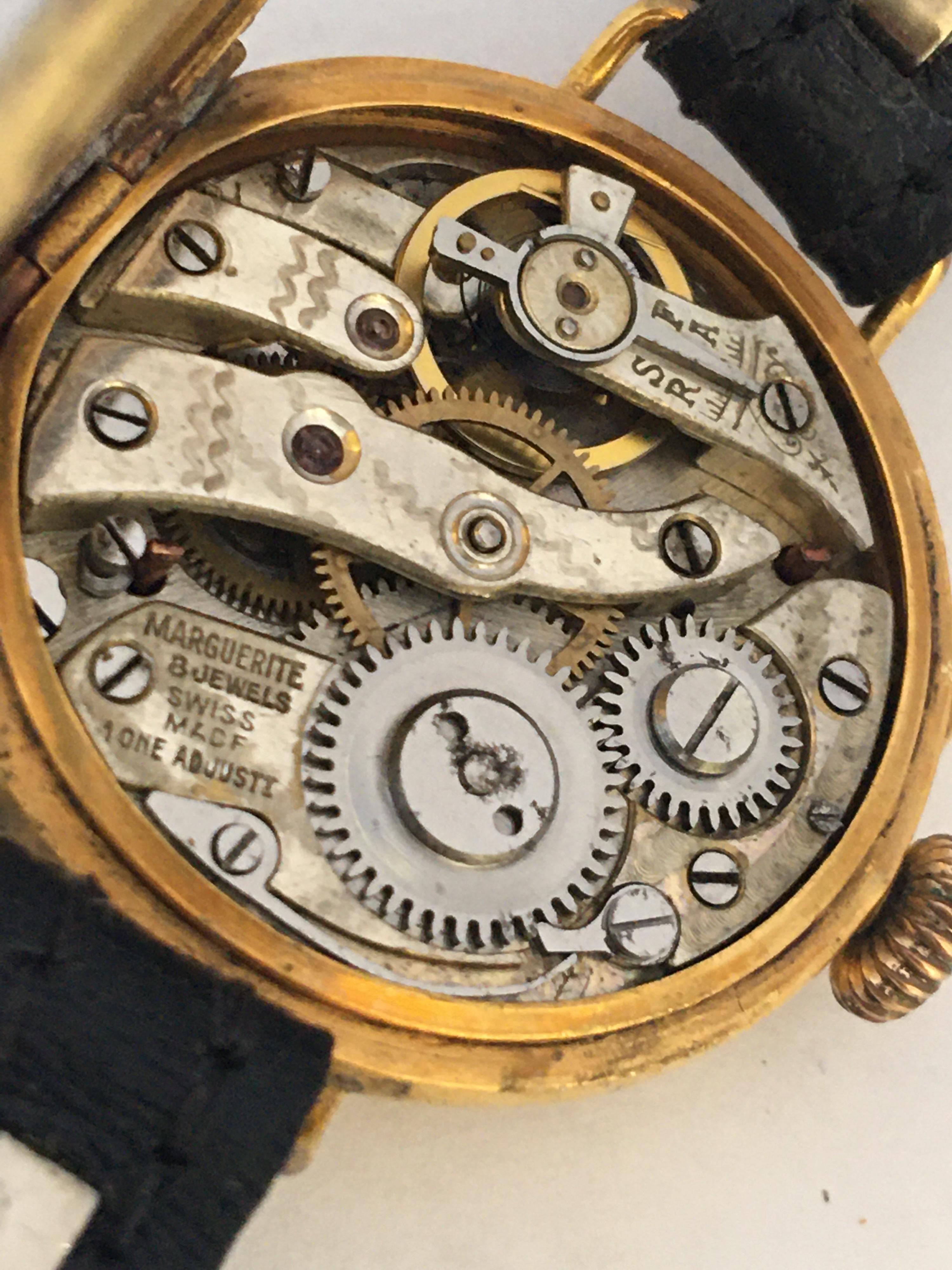 Antique Gold Filled Ladies Mechanical Trench Watch For Sale 5