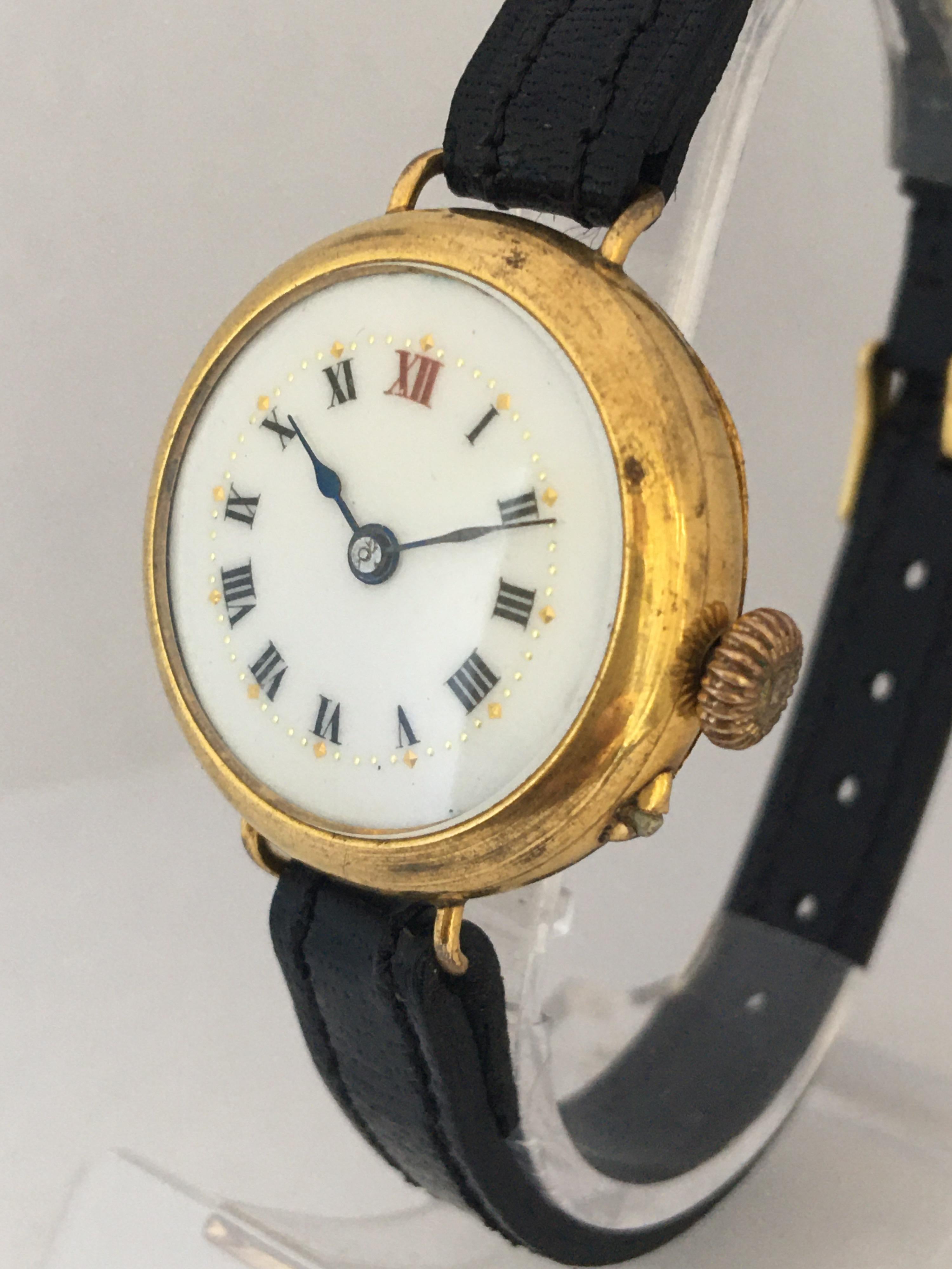 Antike antike goldgefüllte mechanische Damen-Trench-Uhr im Zustand „Gut“ im Angebot in Carlisle, GB