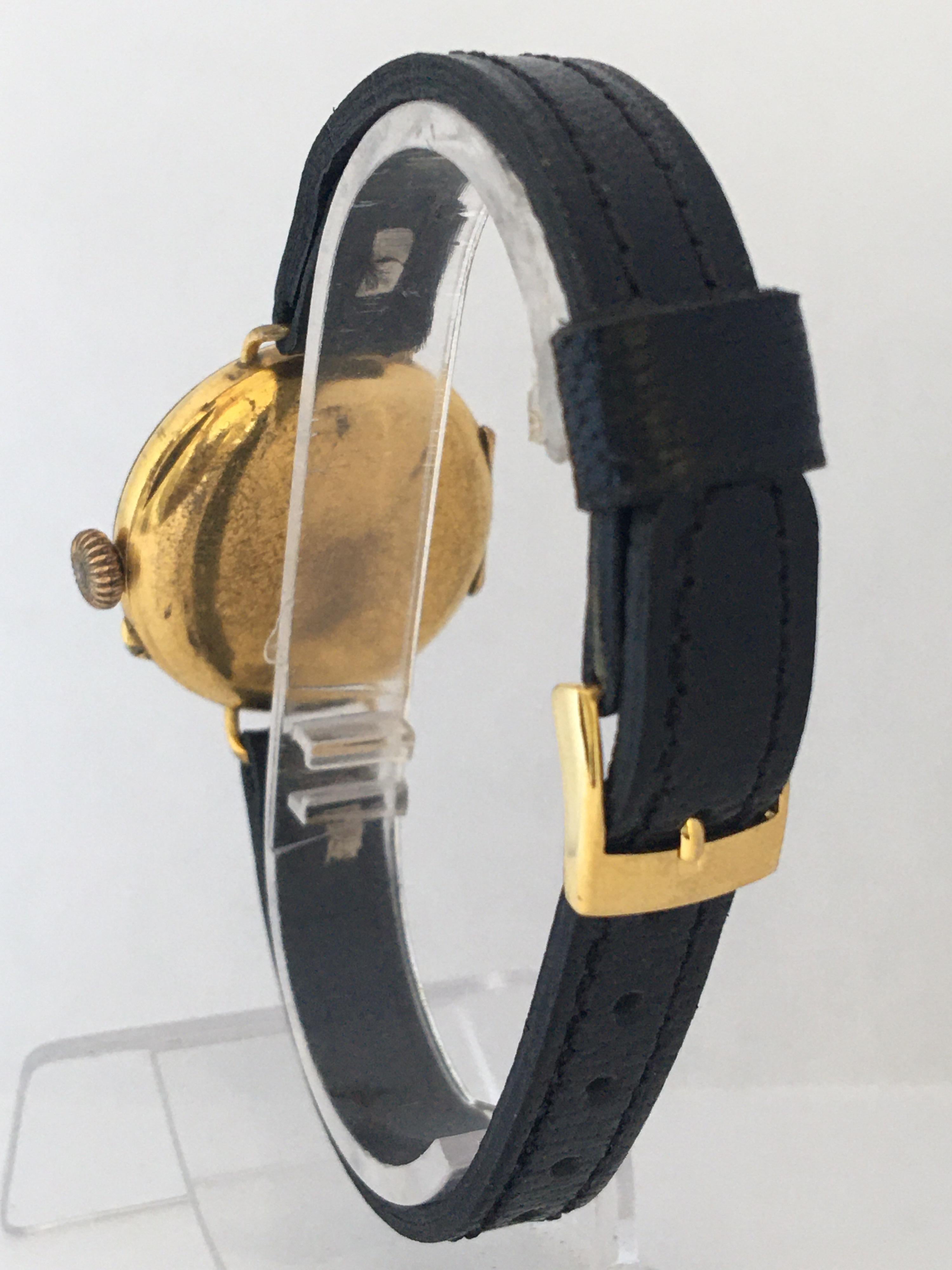 Antike antike goldgefüllte mechanische Damen-Trench-Uhr im Angebot 2