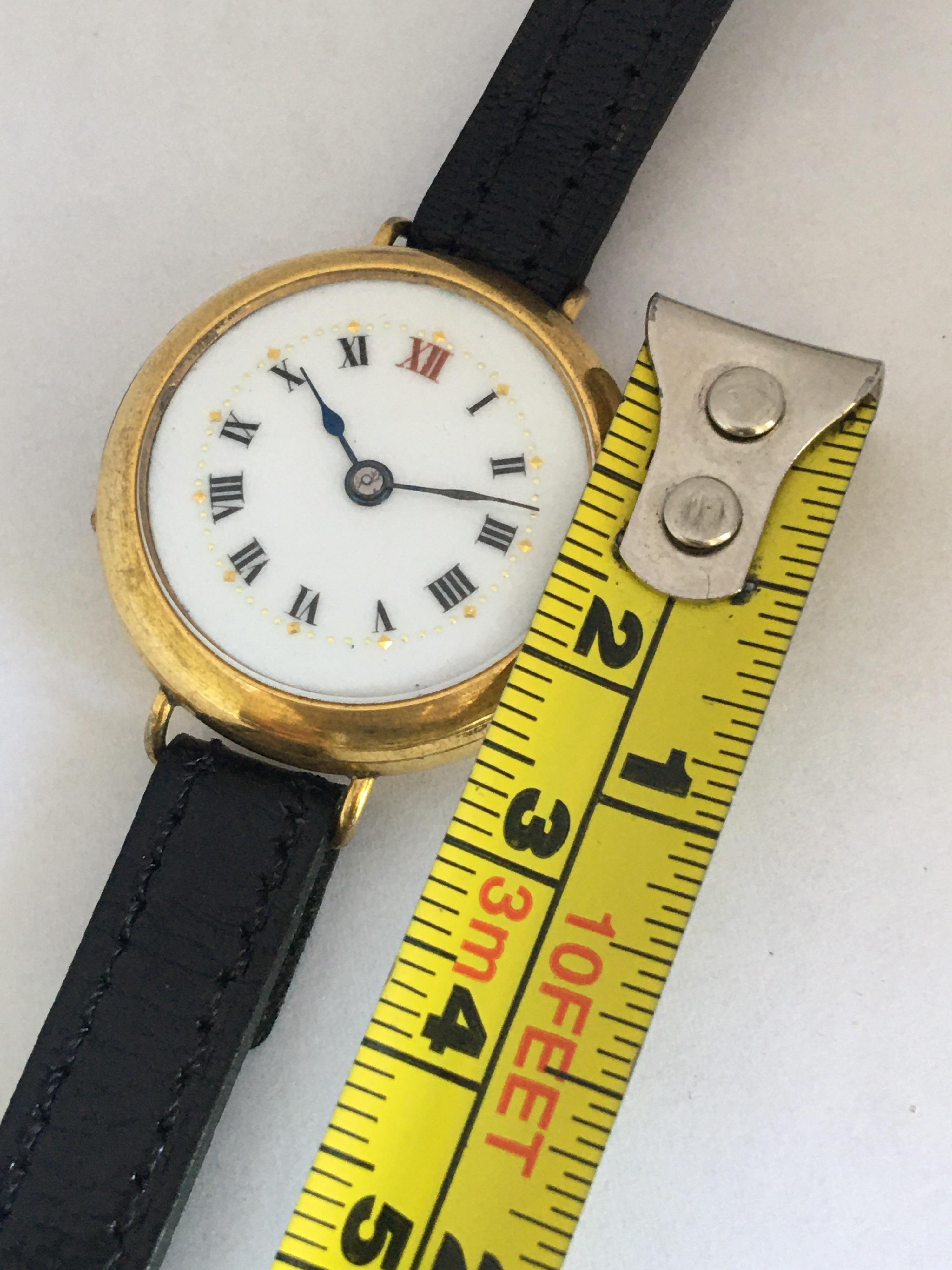 Antike antike goldgefüllte mechanische Damen-Trench-Uhr im Angebot 6