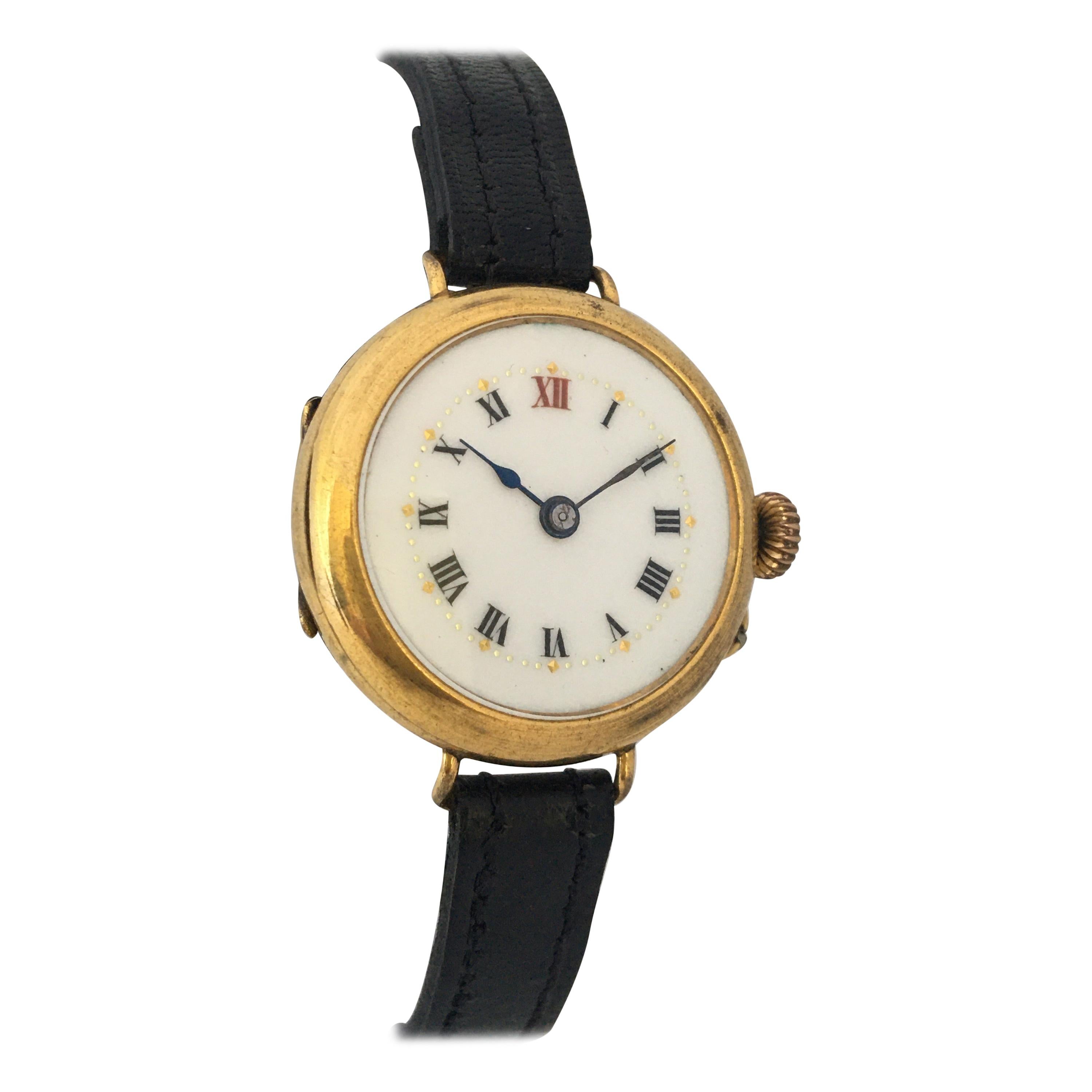 Antique Gold Filled Ladies Mechanical Trench Watch For Sale