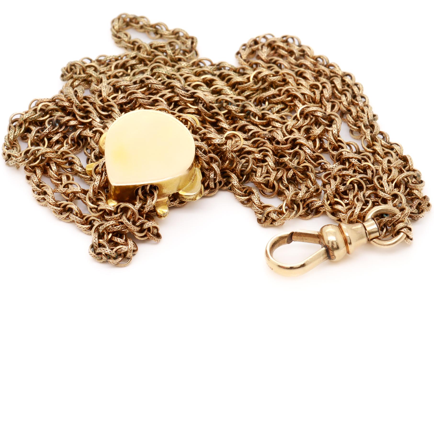 Collana a catena Longuard in oro antico con un'apertura con cabochon in opale 14k in vendita 5