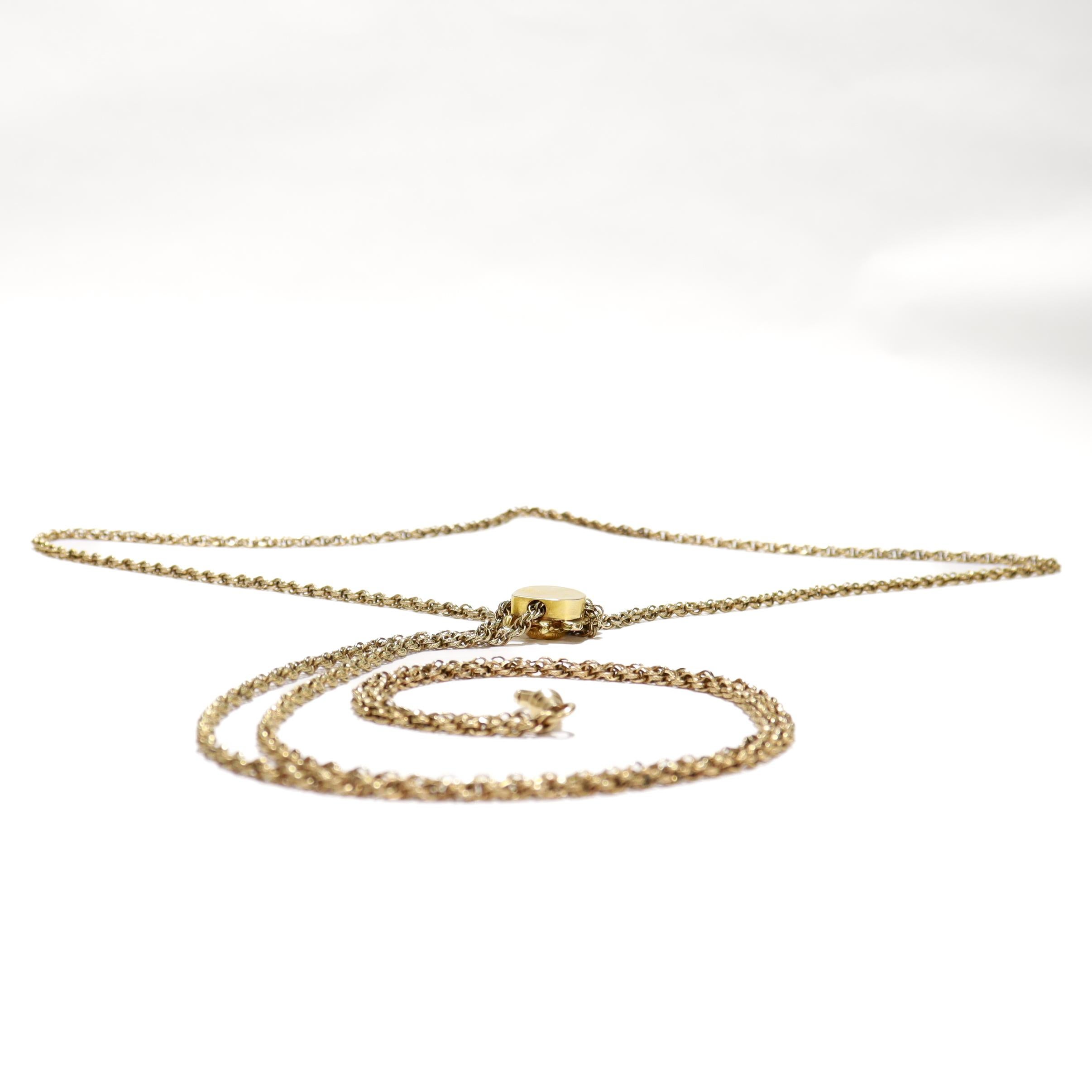 Collana a catena Longuard in oro antico con un'apertura con cabochon in opale 14k in vendita 8