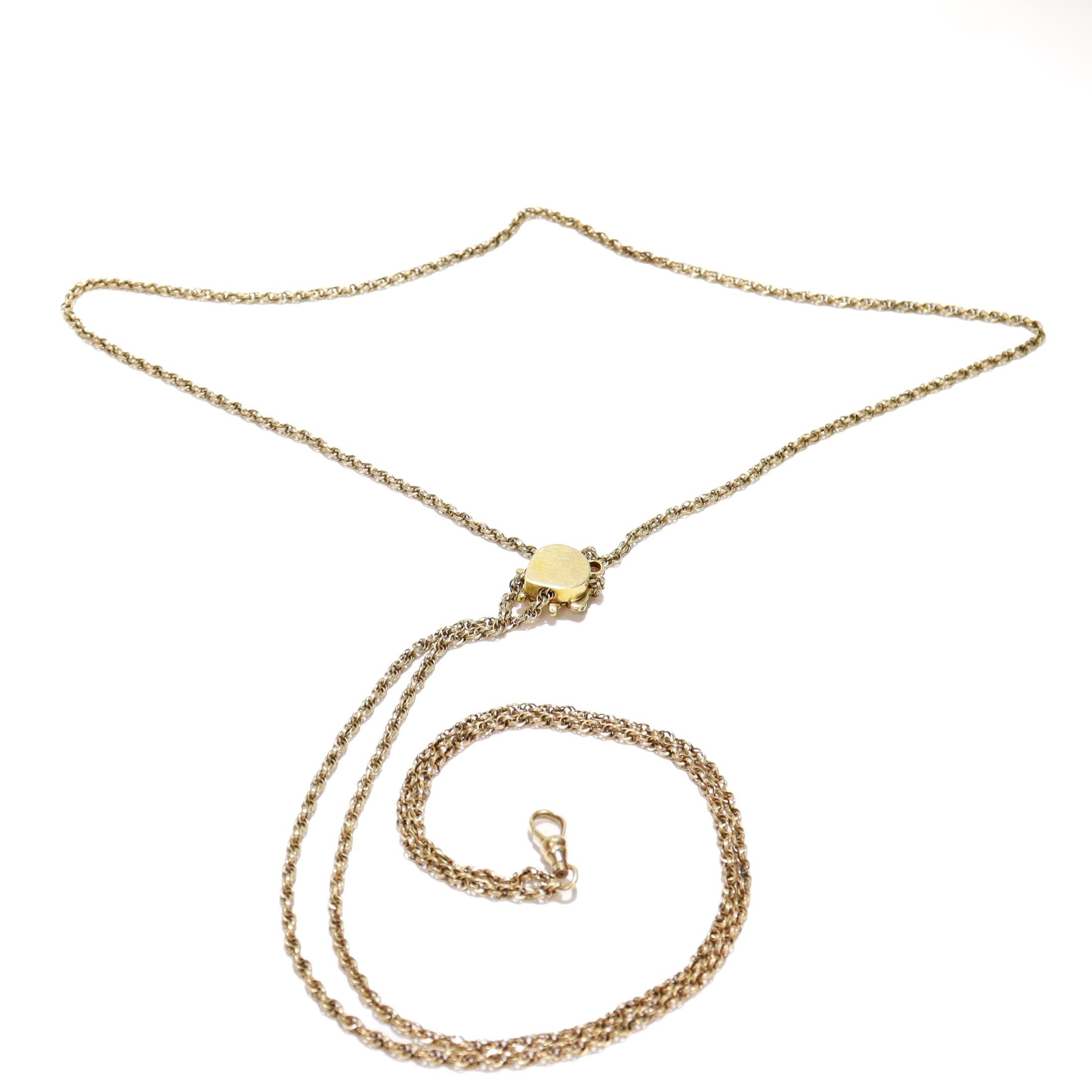 Collana a catena Longuard in oro antico con un'apertura con cabochon in opale 14k in vendita 9