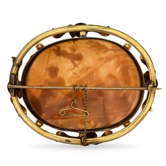 Antique Gold Filled Ornate Venus Laying Down Sensually Shell Cameo Brooch