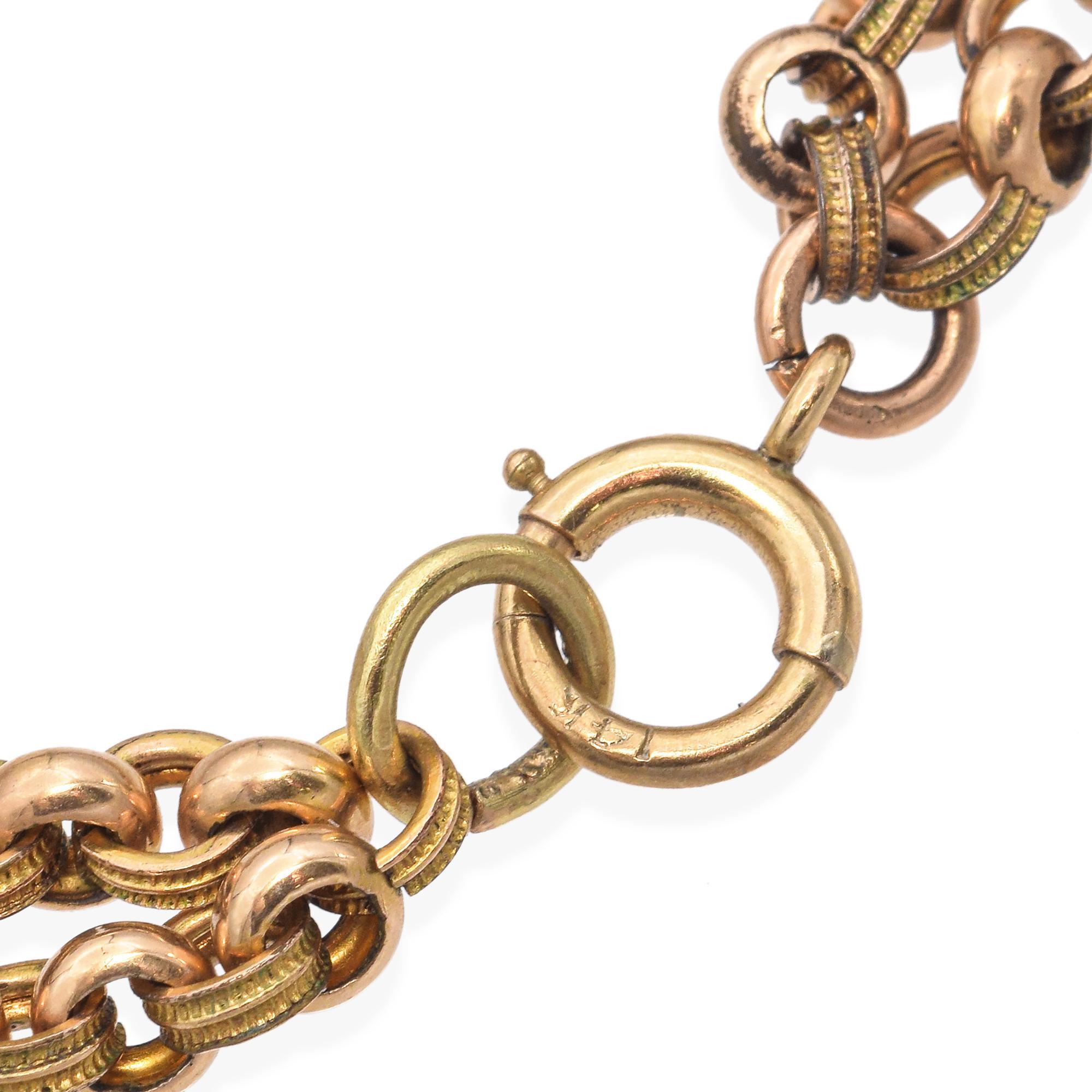 Uncut Antique Gold-Filled Paste and Pearl Slide Chain For Sale