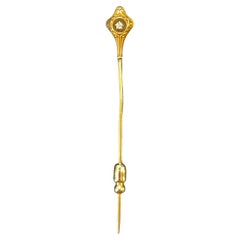 Antique Gold-Filled Stickpin with Diamond Center