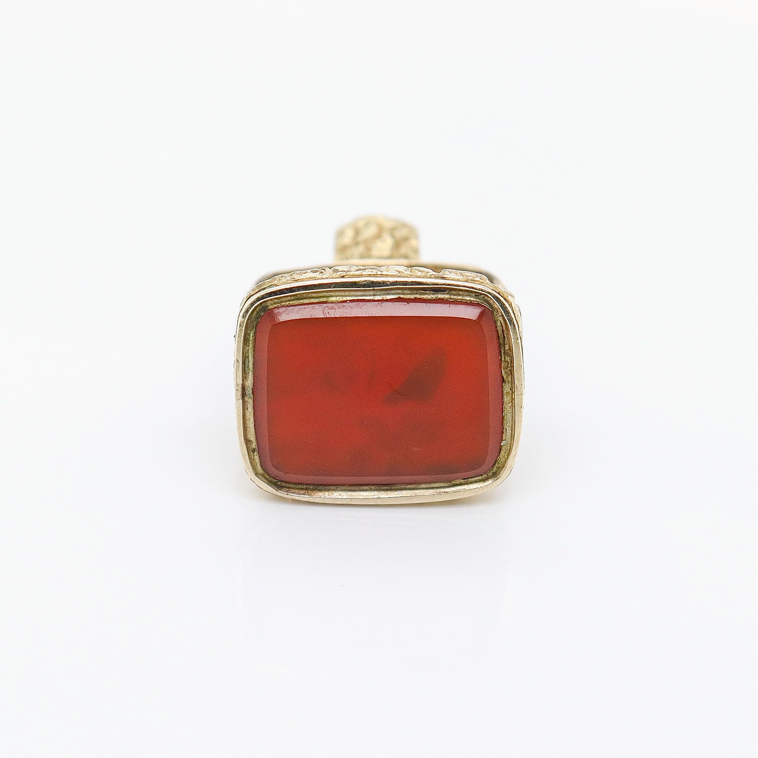 Antico orologio vittoriano ripieno d'oro con cabochon di corniola in vendita 3
