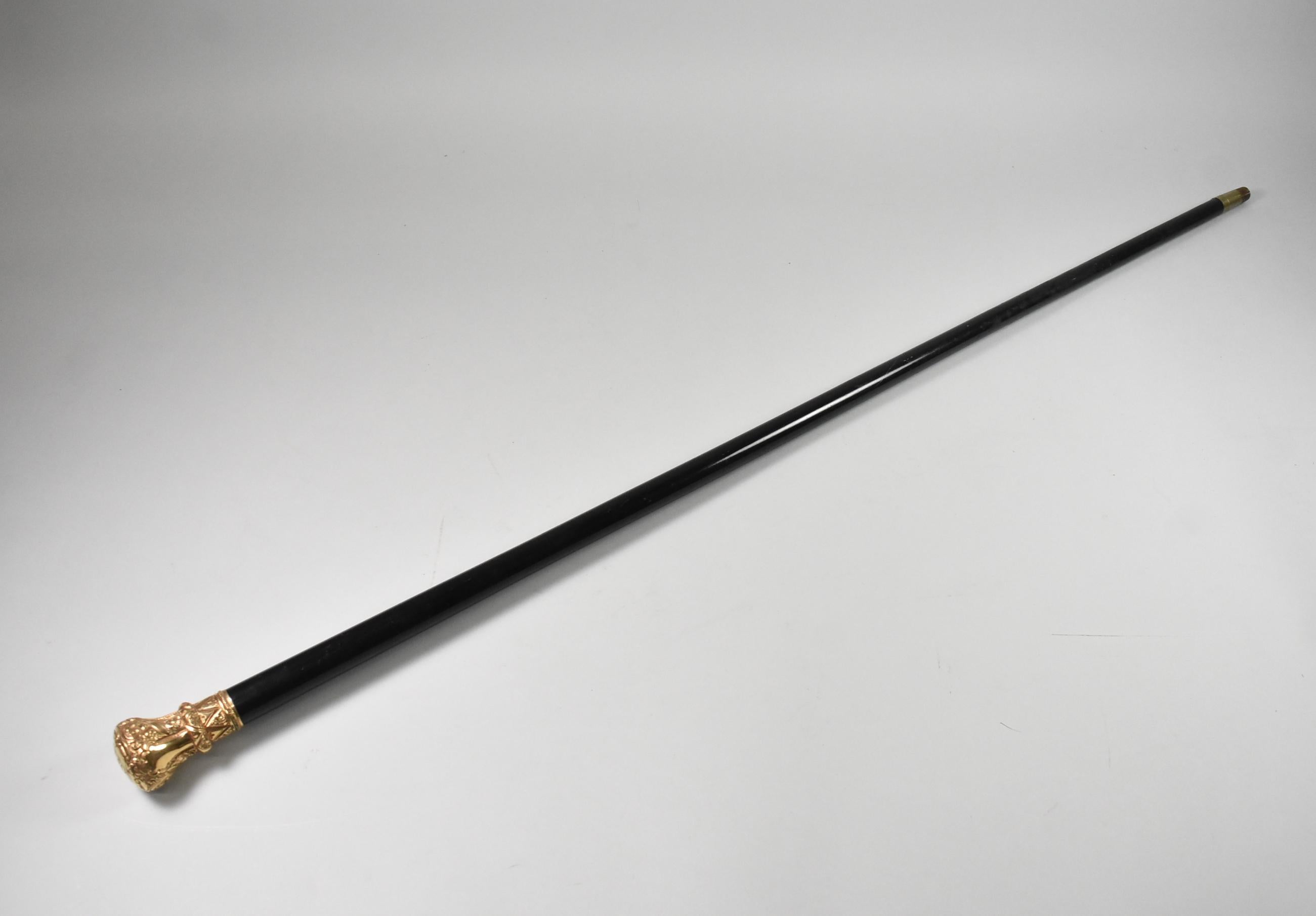 20th Century Antique Gold Filled Walking Stick Cane For Sale
