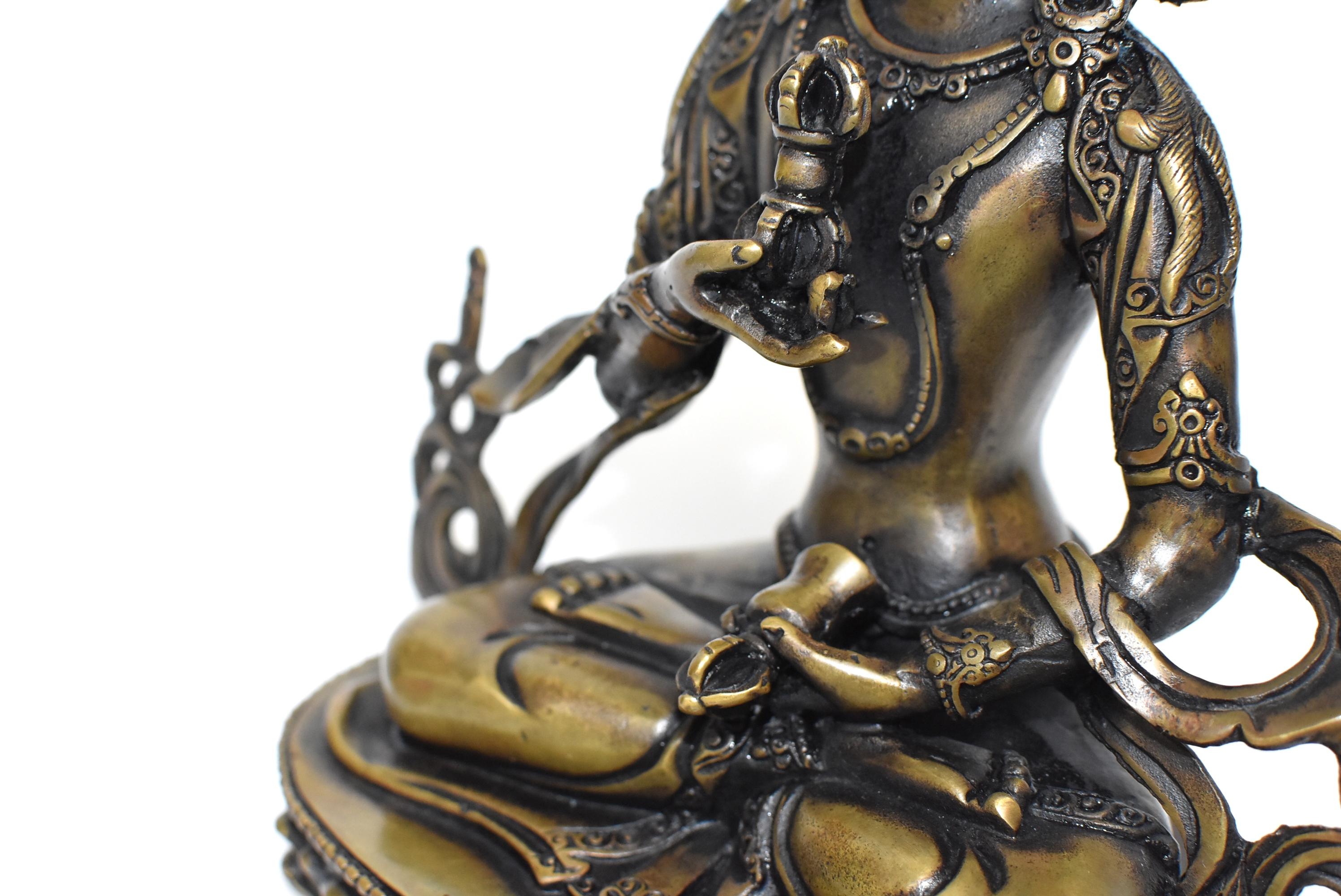 Tibetan Statue of Vajrassatva Buddha, Antique Gold Finish  5