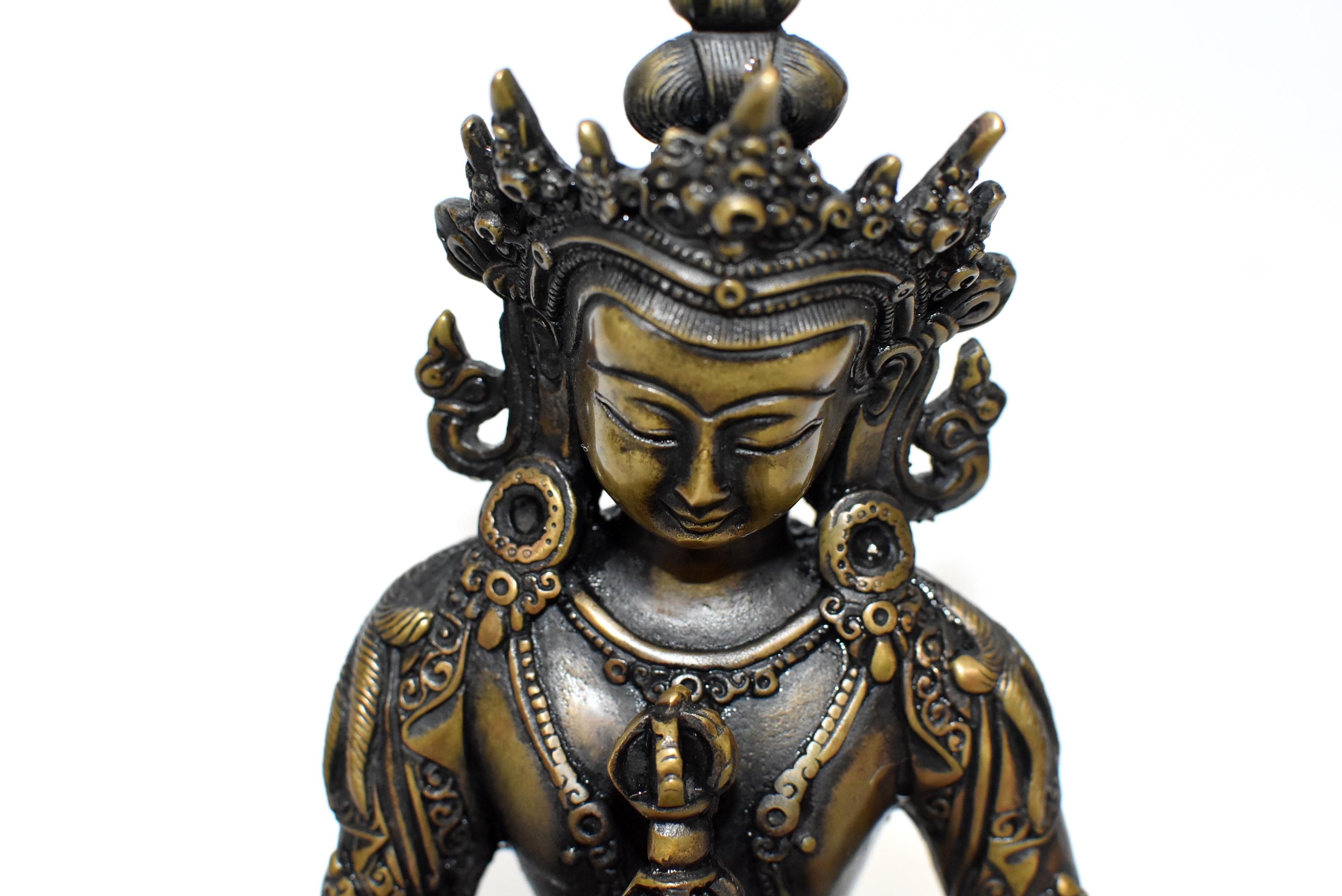 Tibetan Statue of Vajrassatva Buddha, Antique Gold Finish  7