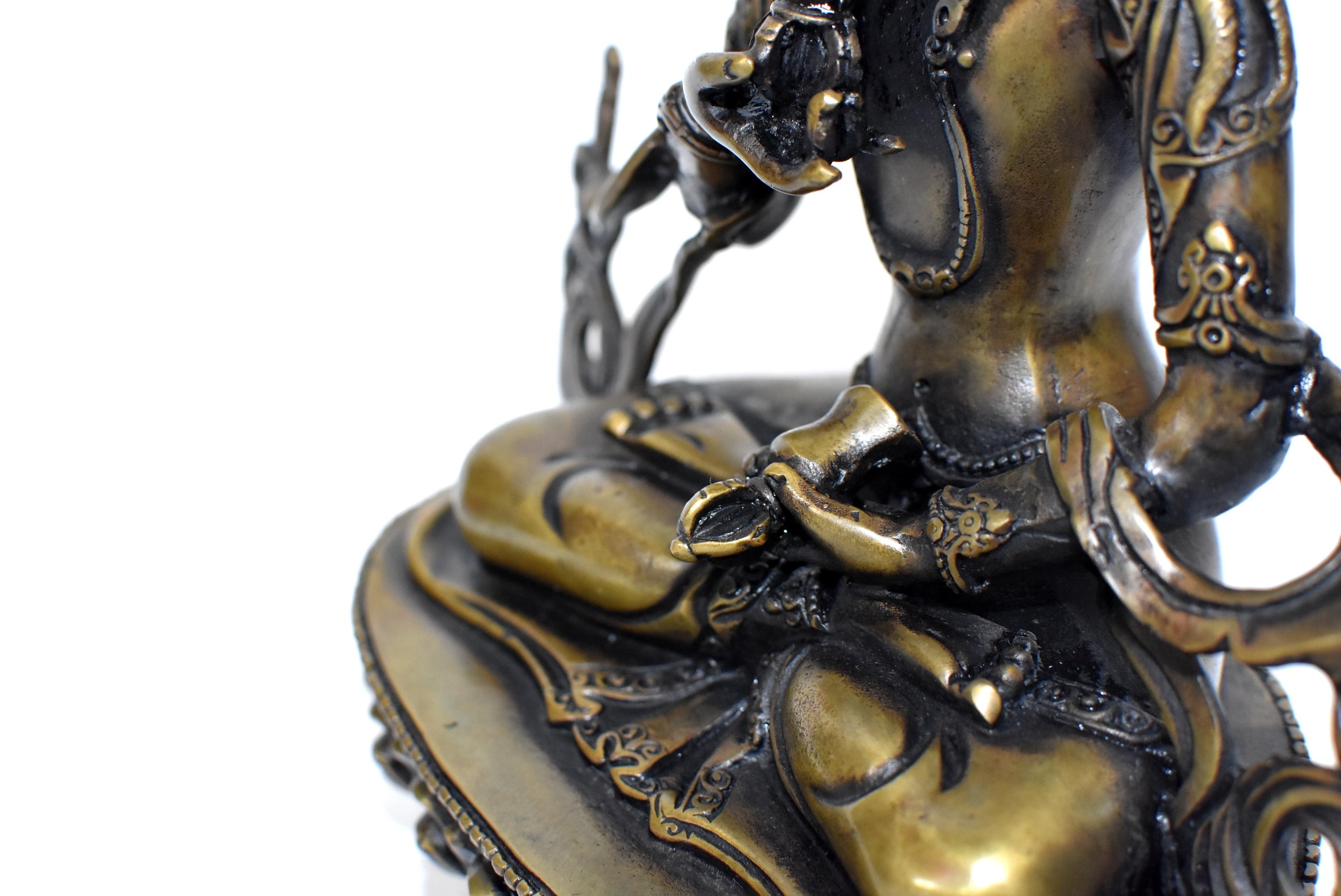 Tibetan Statue of Vajrassatva Buddha, Antique Gold Finish  8