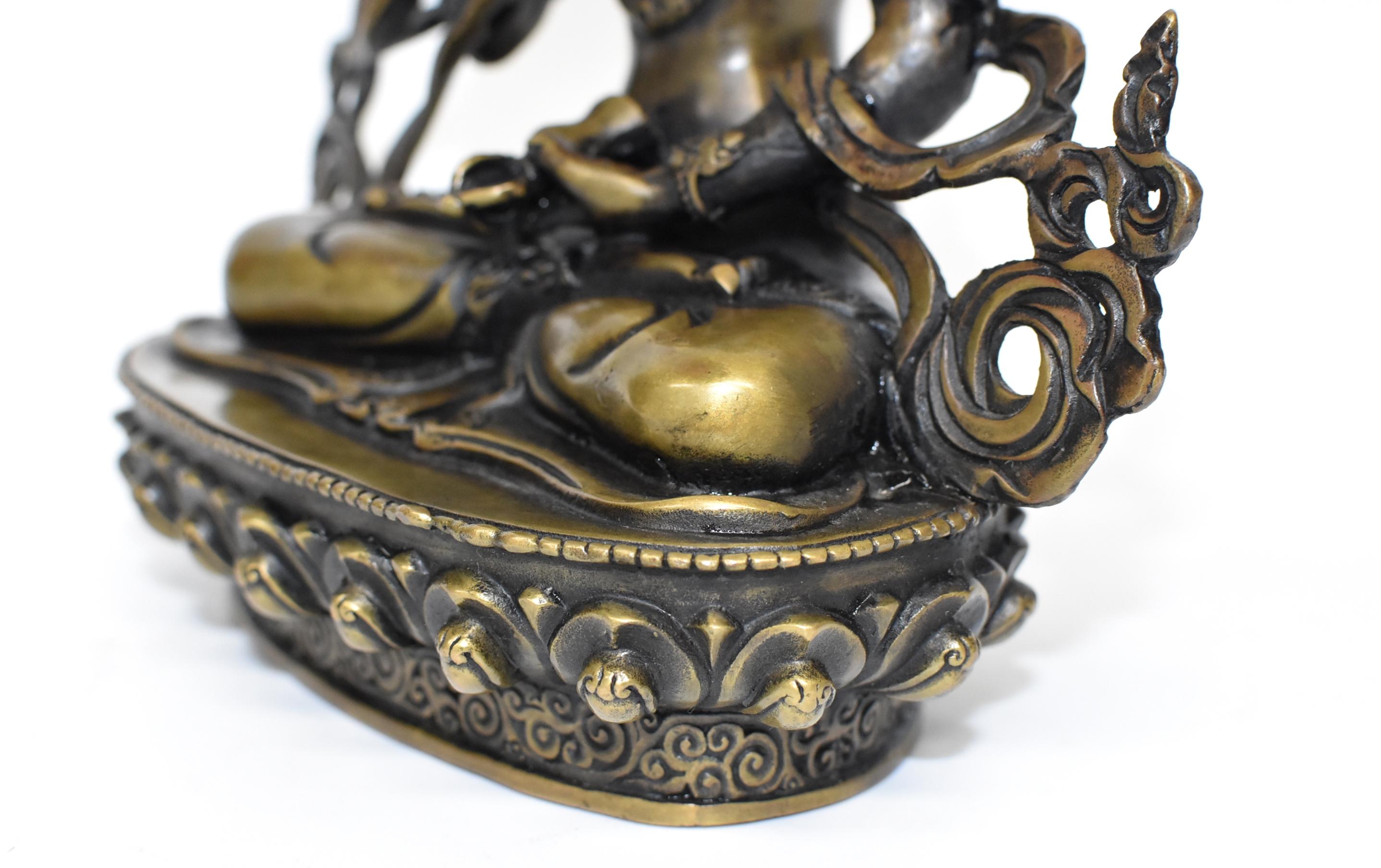 Tibetan Statue of Vajrassatva Buddha, Antique Gold Finish 9