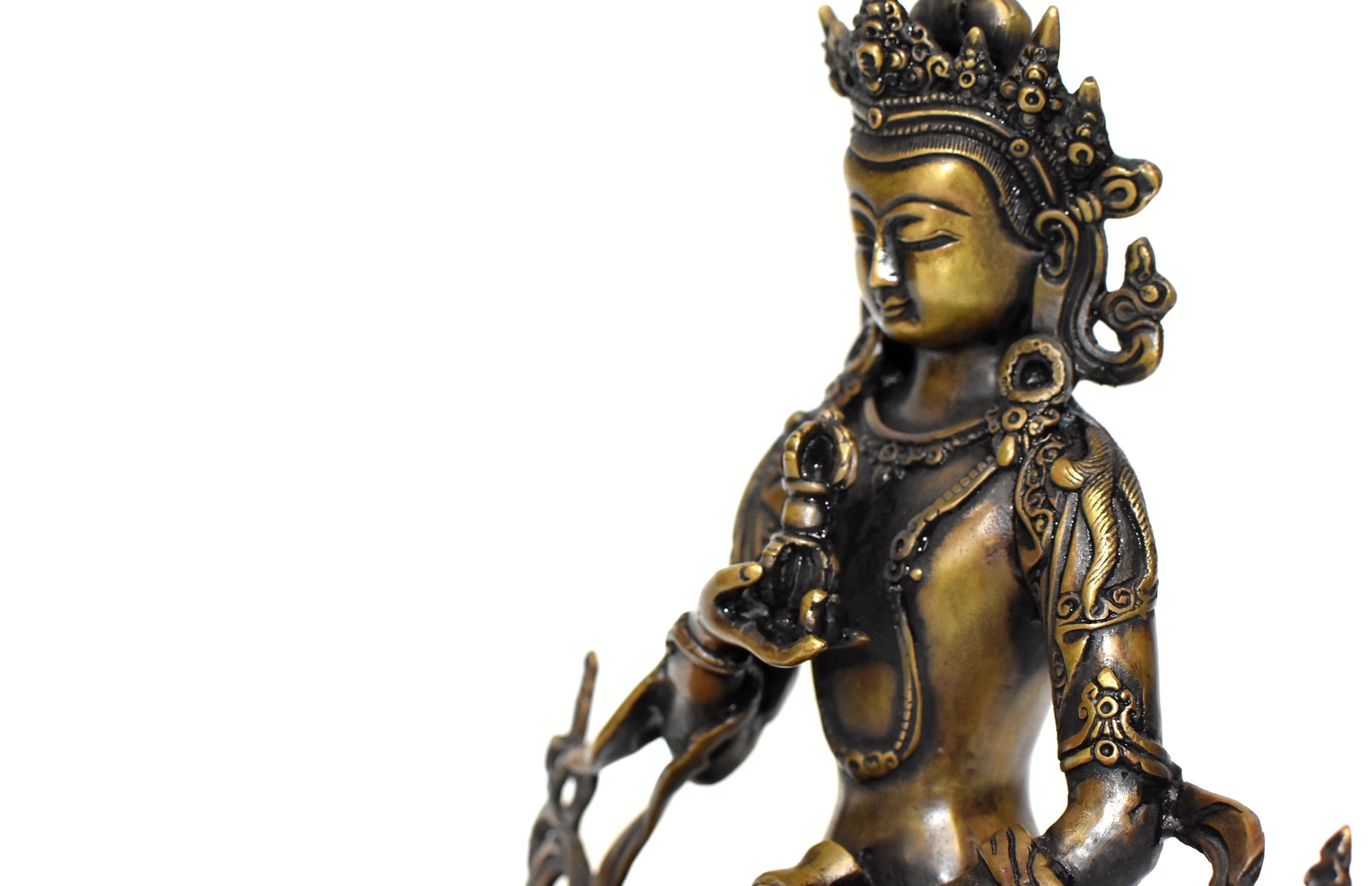 Tibetan Statue of Vajrassatva Buddha, Antique Gold Finish 10