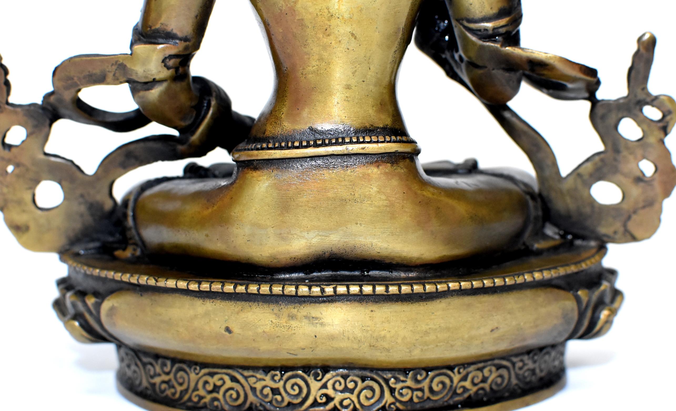 Tibetan Statue of Vajrassatva Buddha, Antique Gold Finish  12