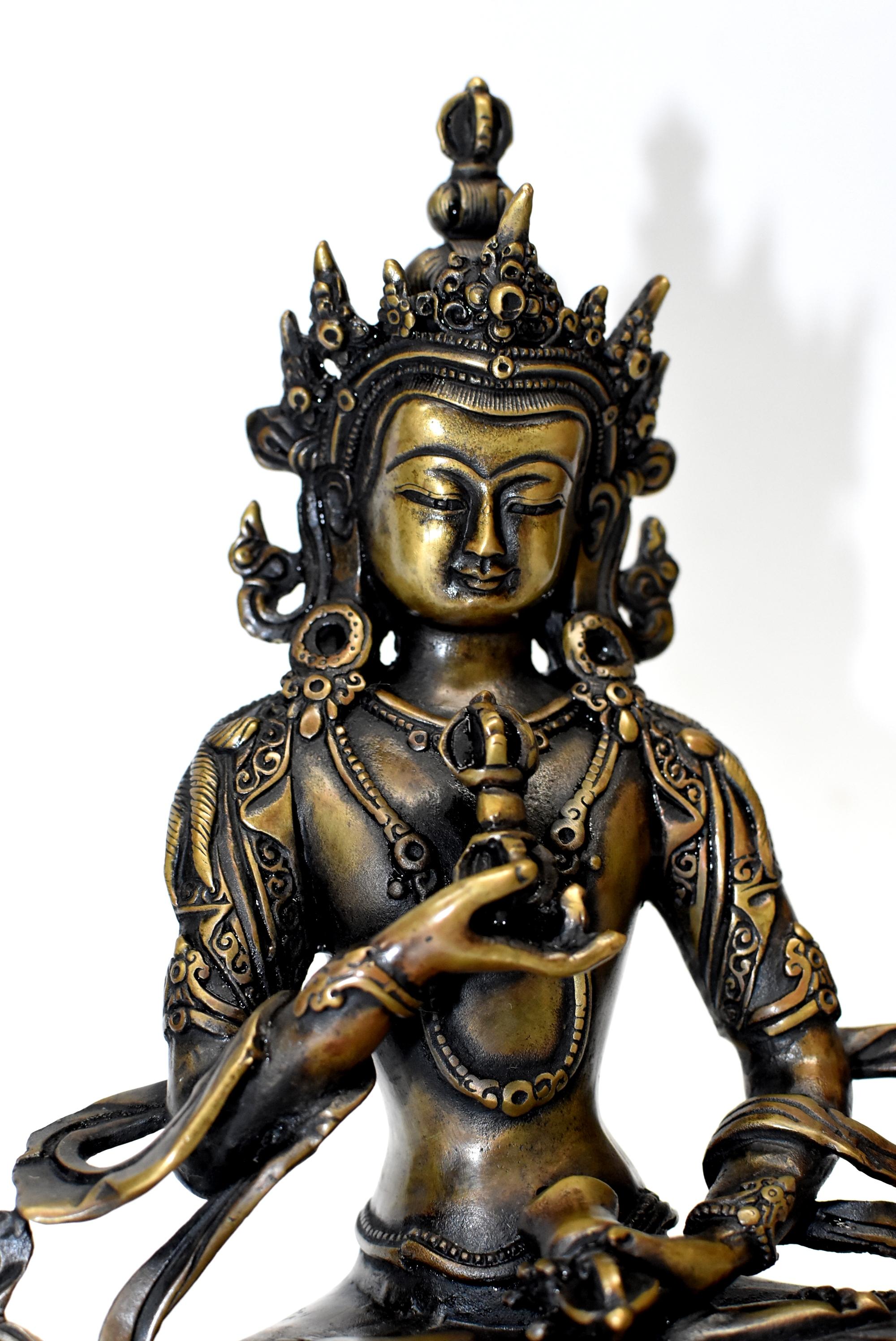 Tibetan Statue of Vajrassatva Buddha, Antique Gold Finish  14