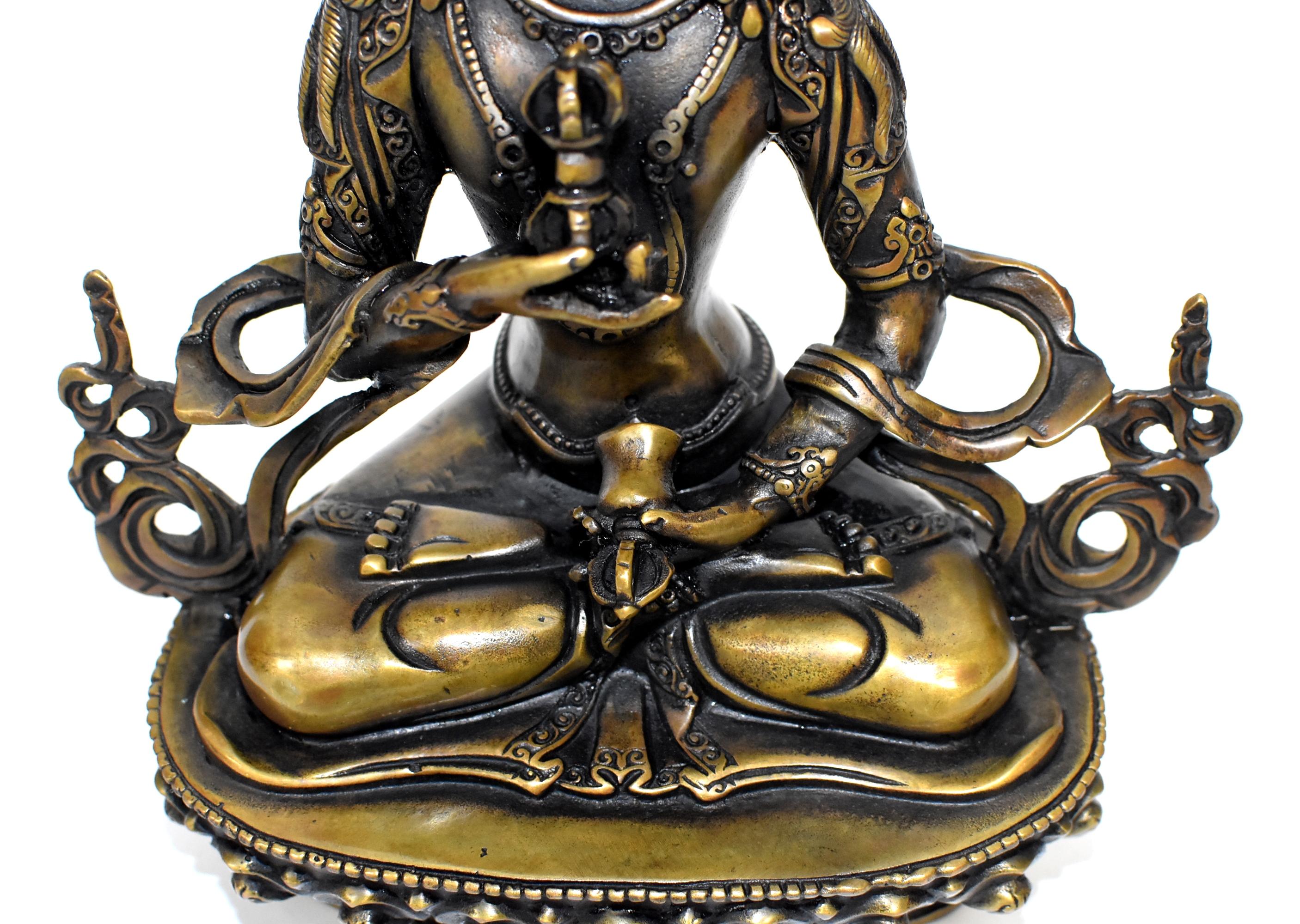 Tibetan Statue of Vajrassatva Buddha, Antique Gold Finish  15