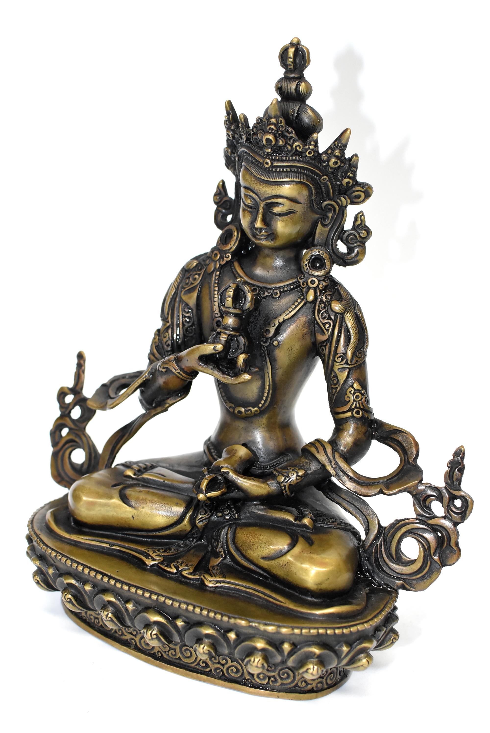 Tibetan Statue of Vajrassatva Buddha, Antique Gold Finish  In Good Condition In Somis, CA