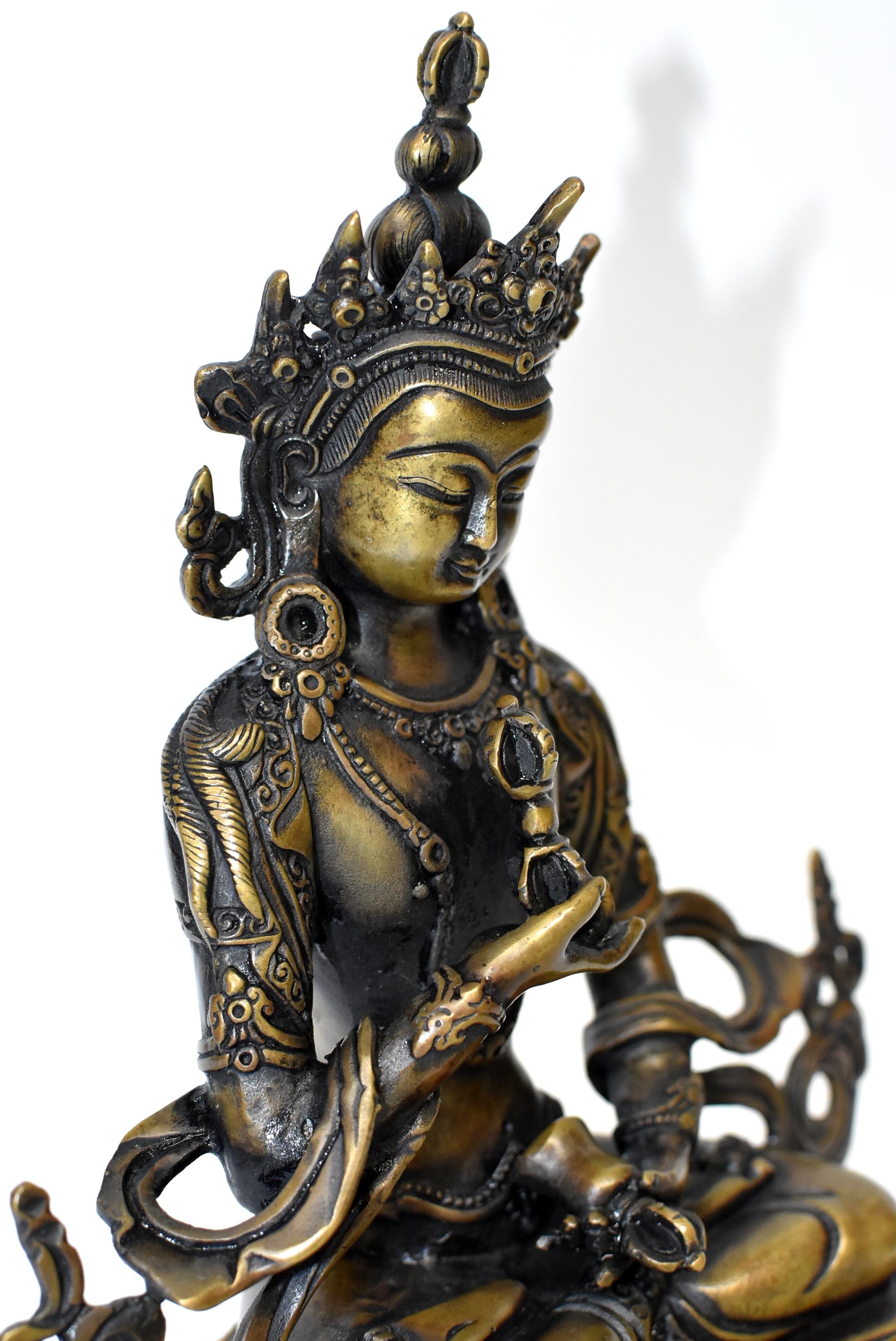 Tibetan Statue of Vajrassatva Buddha, Antique Gold Finish  2