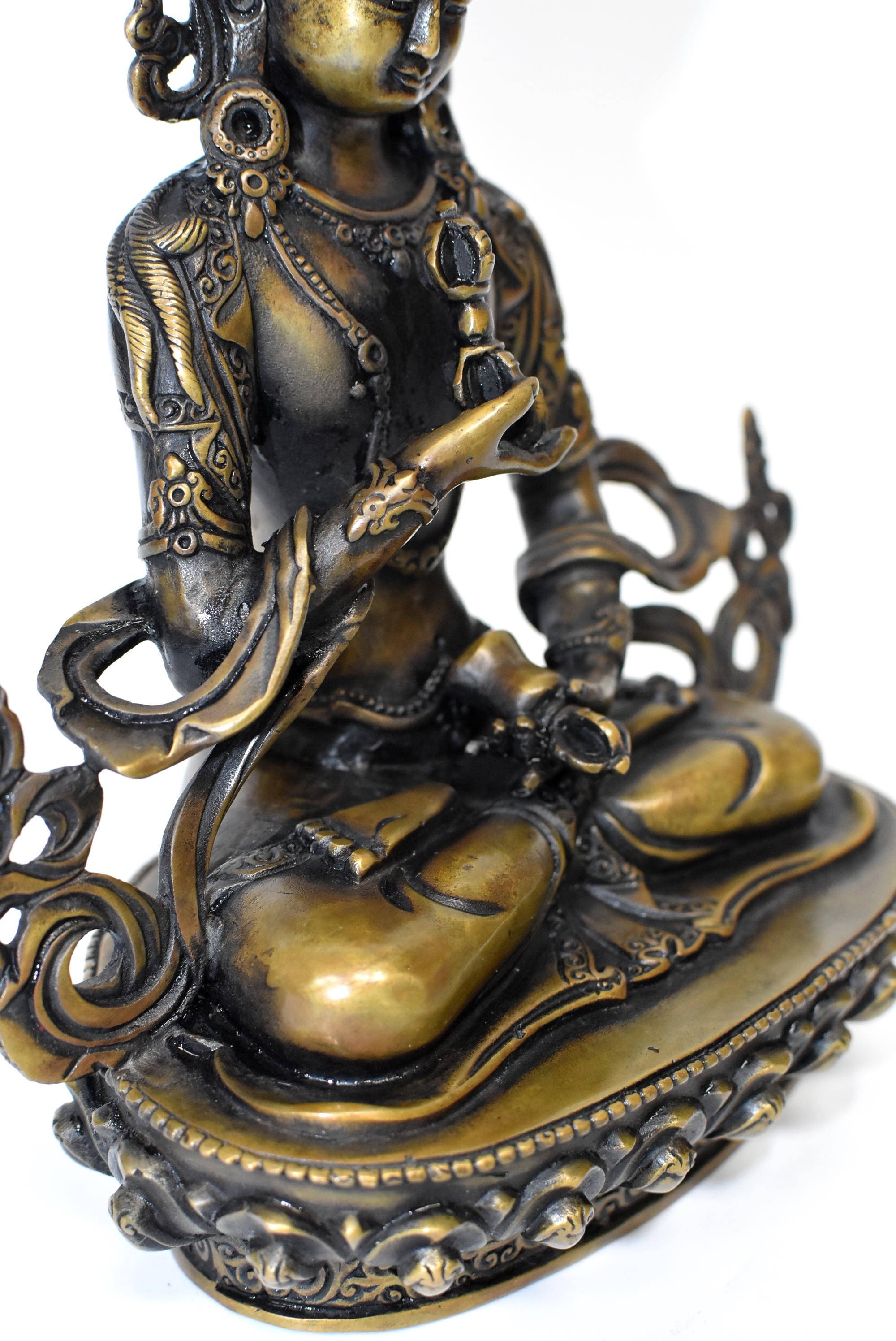 Tibetan Statue of Vajrassatva Buddha, Antique Gold Finish  3