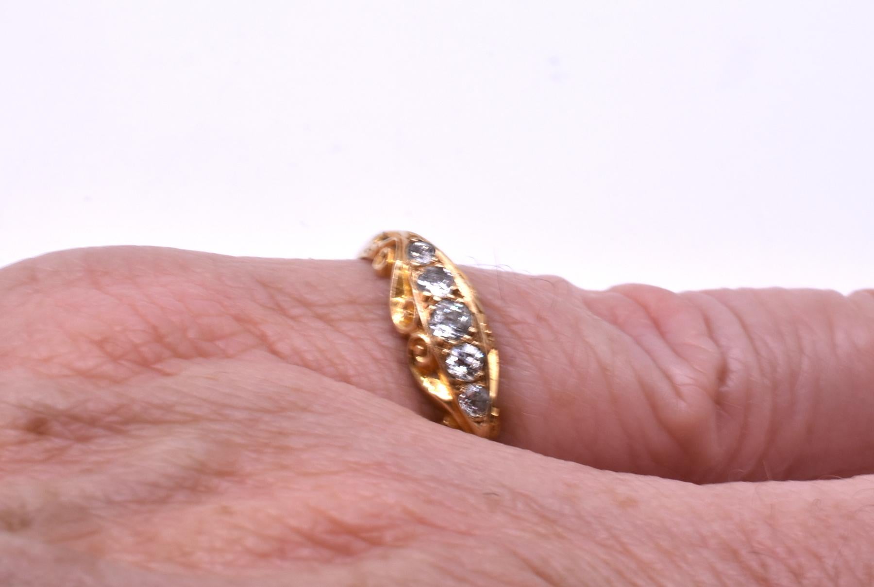 Antique Gold Five Stone Diamond Ring 2