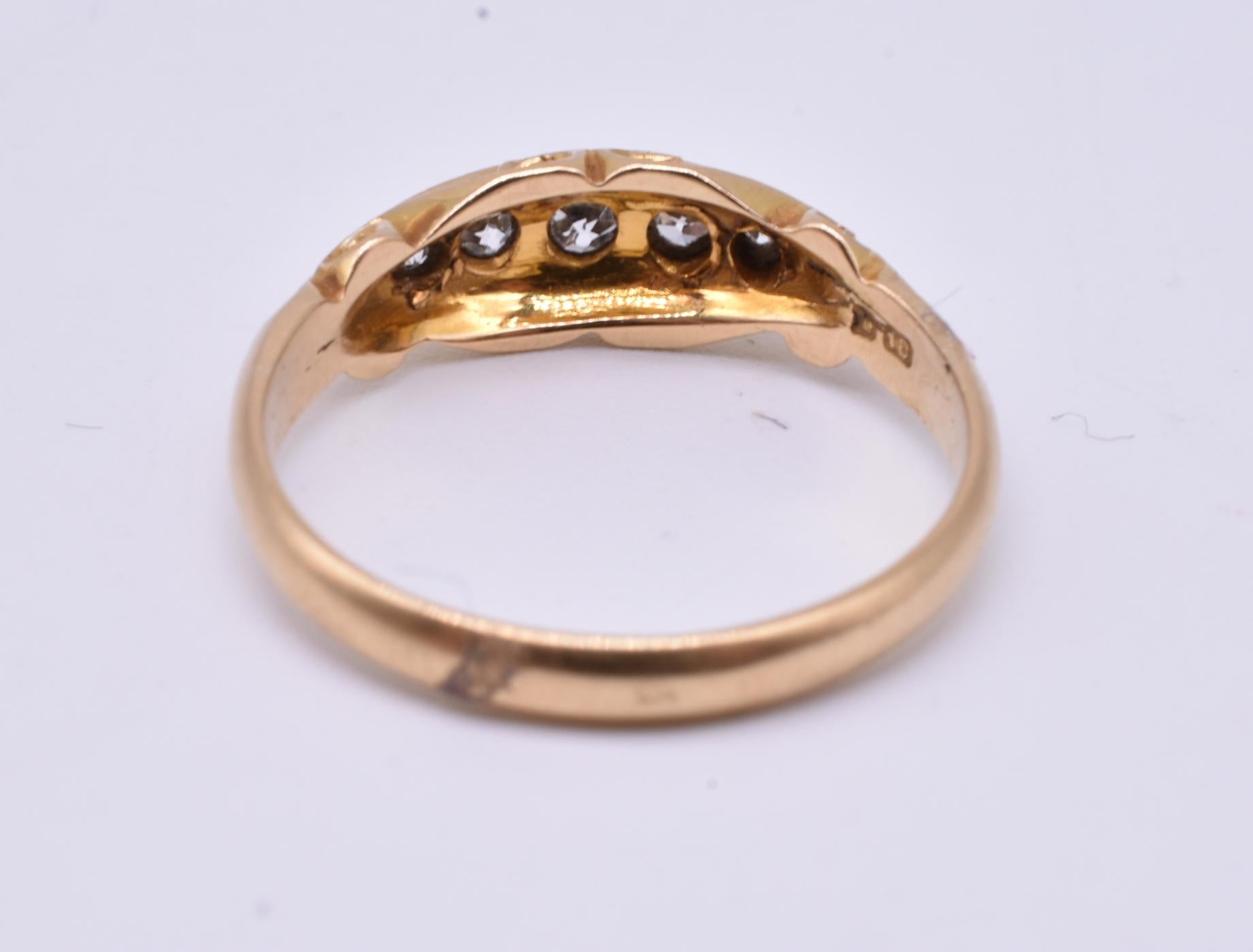 Women's Antique Gold Five Stone Diamond Ring