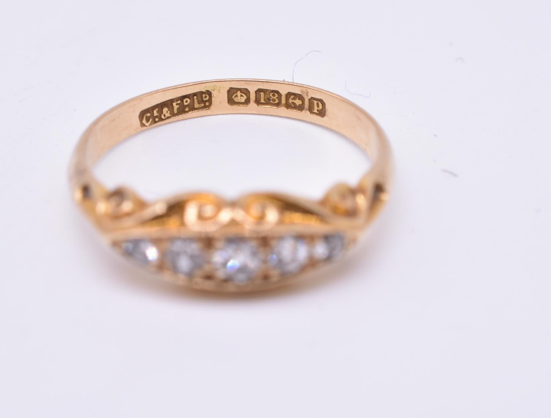 Antique Gold Five Stone Diamond Ring 1