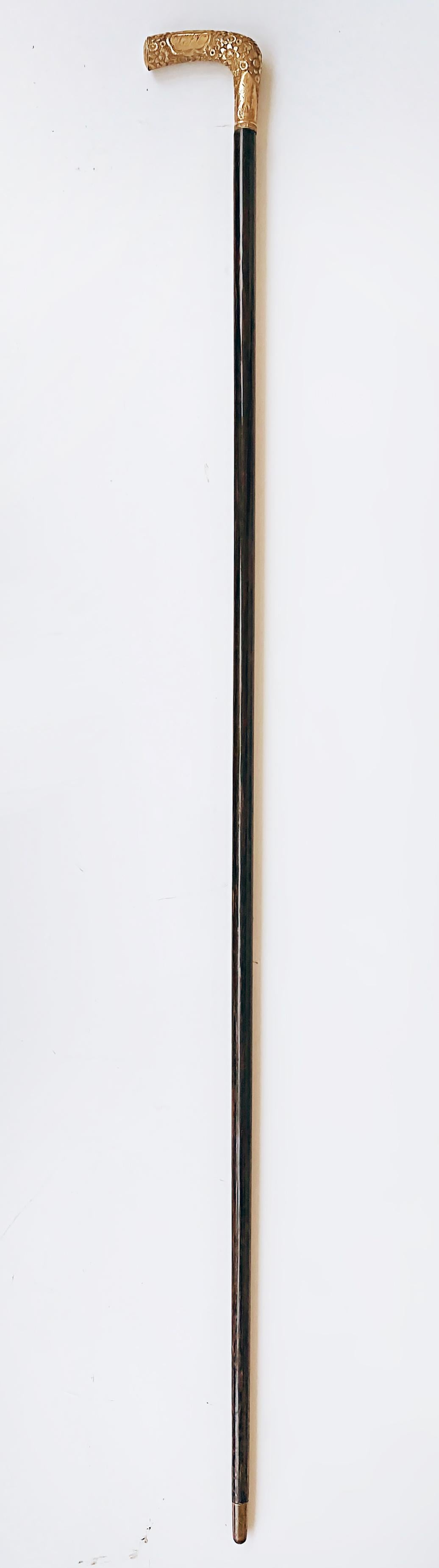 antique gold handle walking stick