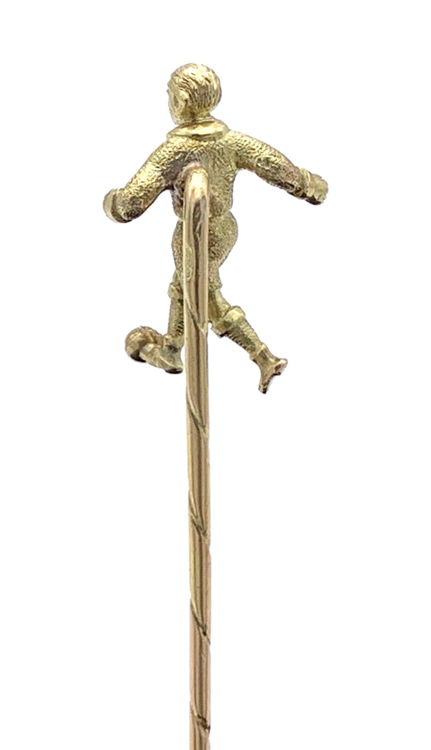 Antique Gold Football Soccer Player Stick Pin For Sale 1