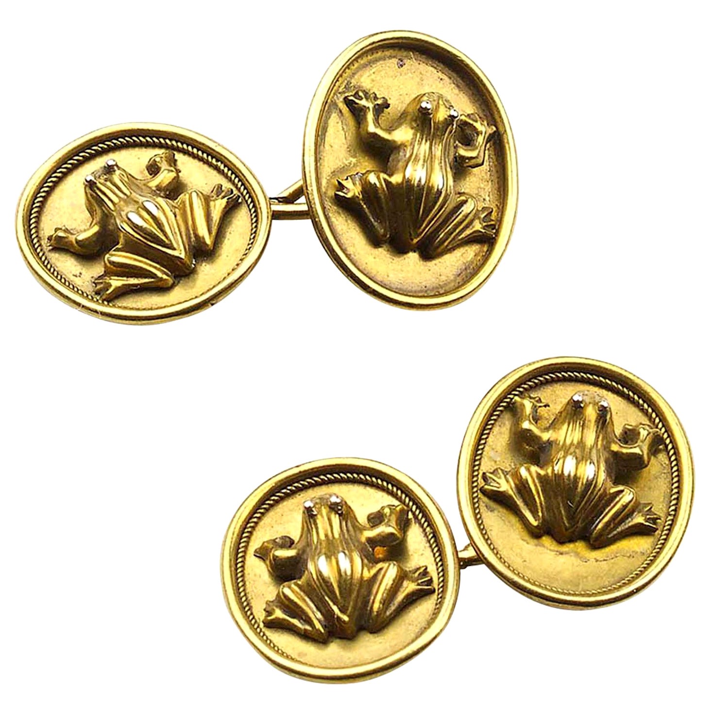 Antique Gold Frog Cufflinks, circa 1900 For Sale