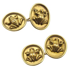 Antique Gold Frog Cufflinks, circa 1900